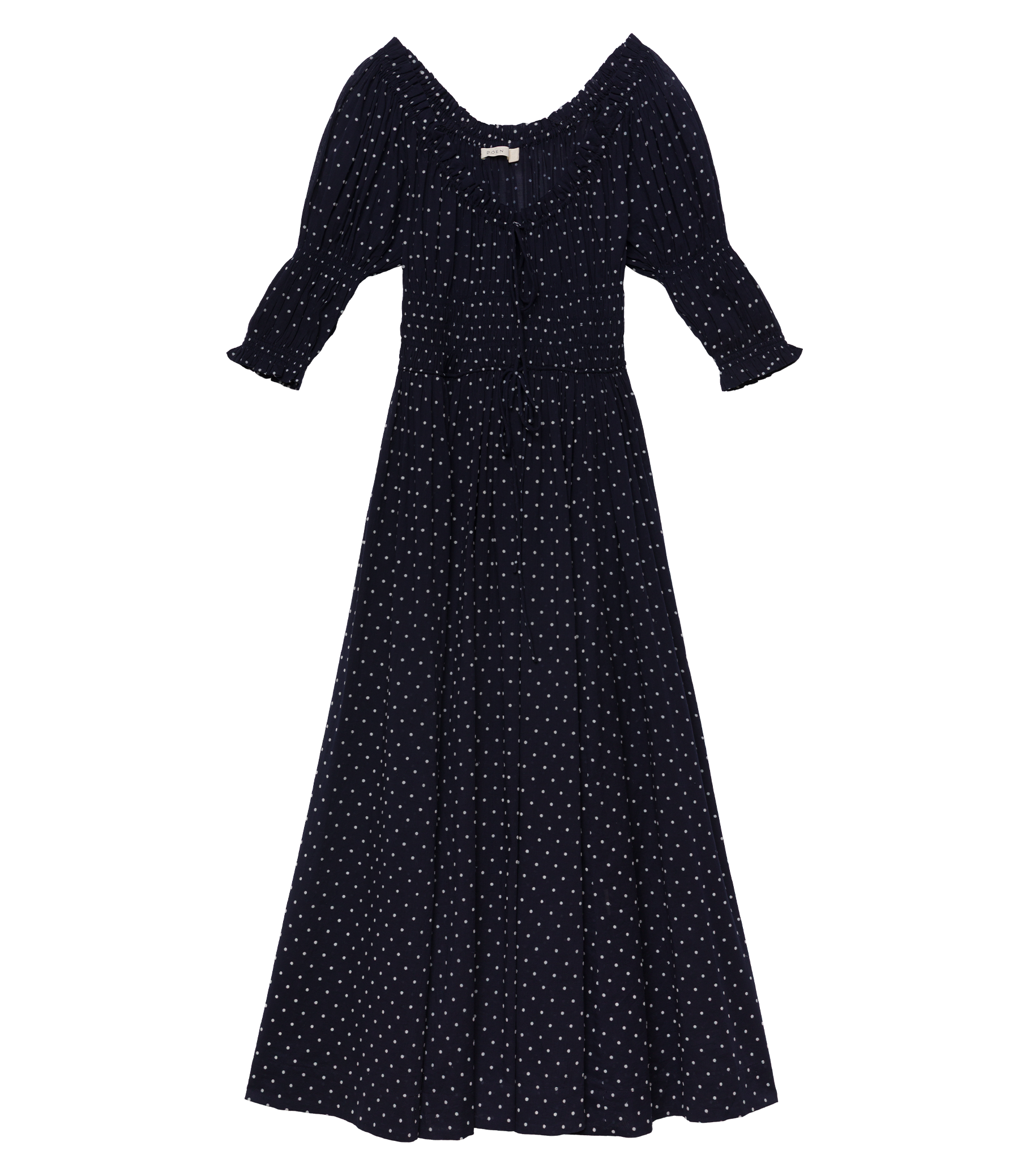 ISCHIA DRESS -- NAVY FLOCK DOT view 6
