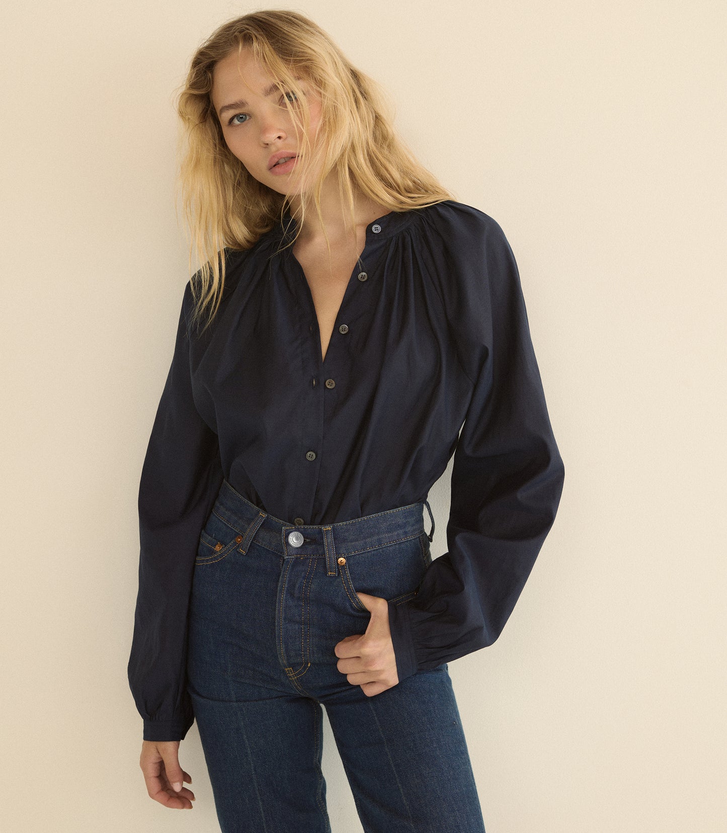 JULIENNE TOP -- OXFORD BLUE