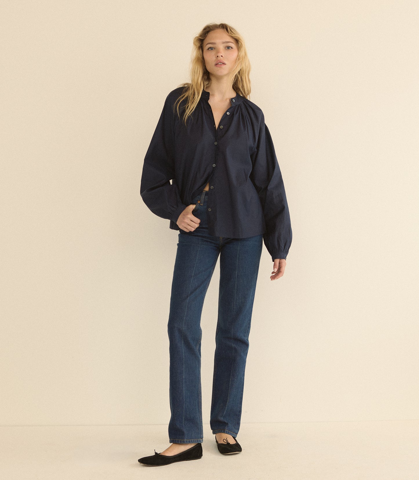 JULIENNE TOP -- OXFORD BLUE