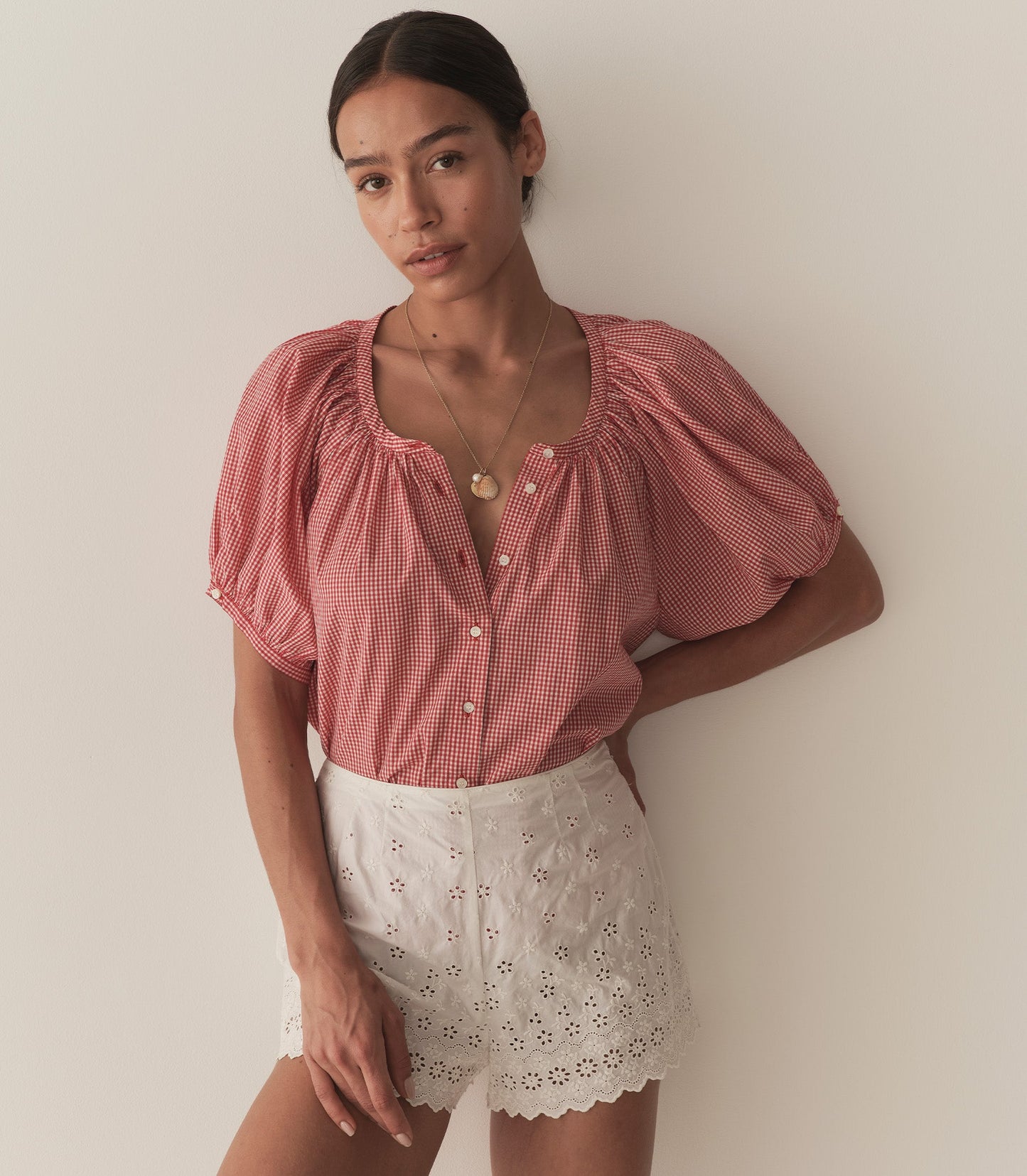 HMD -- JUNE TOP -- CERISE PARIS GINGHAM