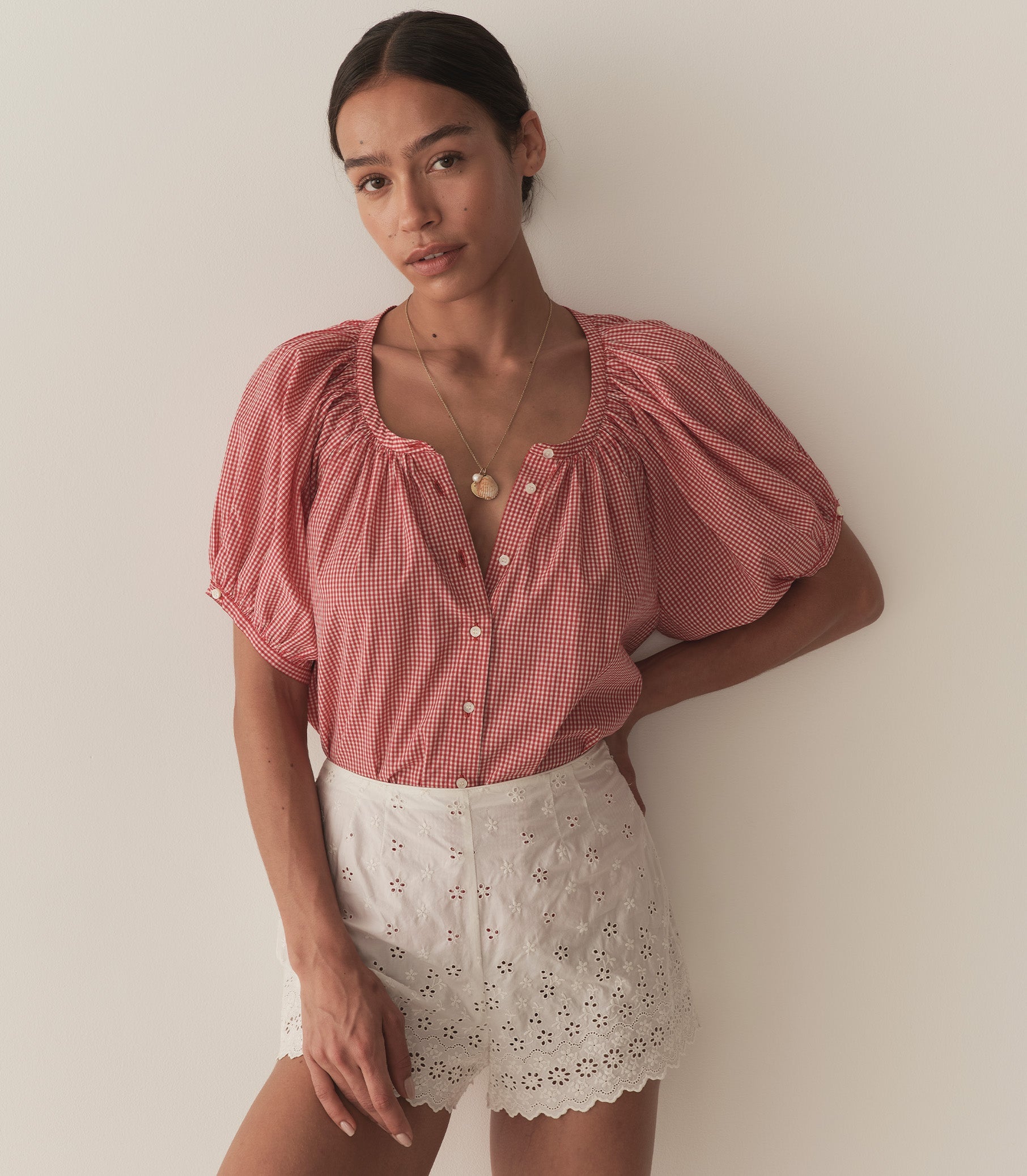 HMD -- JUNE TOP -- CERISE PARIS GINGHAM view 1
