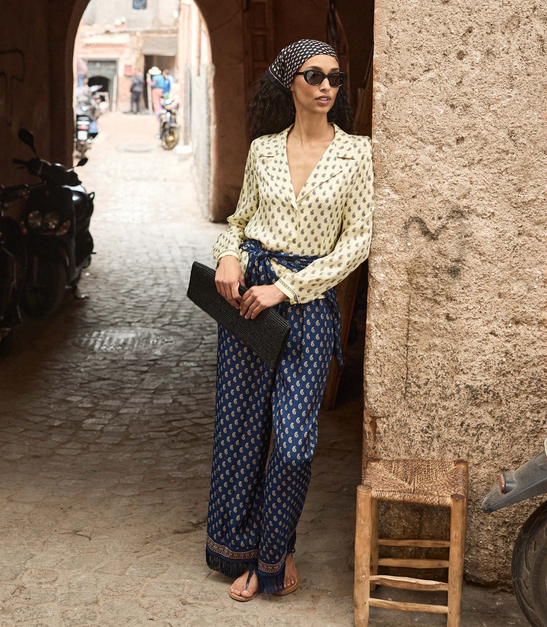 LAVON FRINGE PANT -- BLEU TAORMINA PAISLEY view 2
