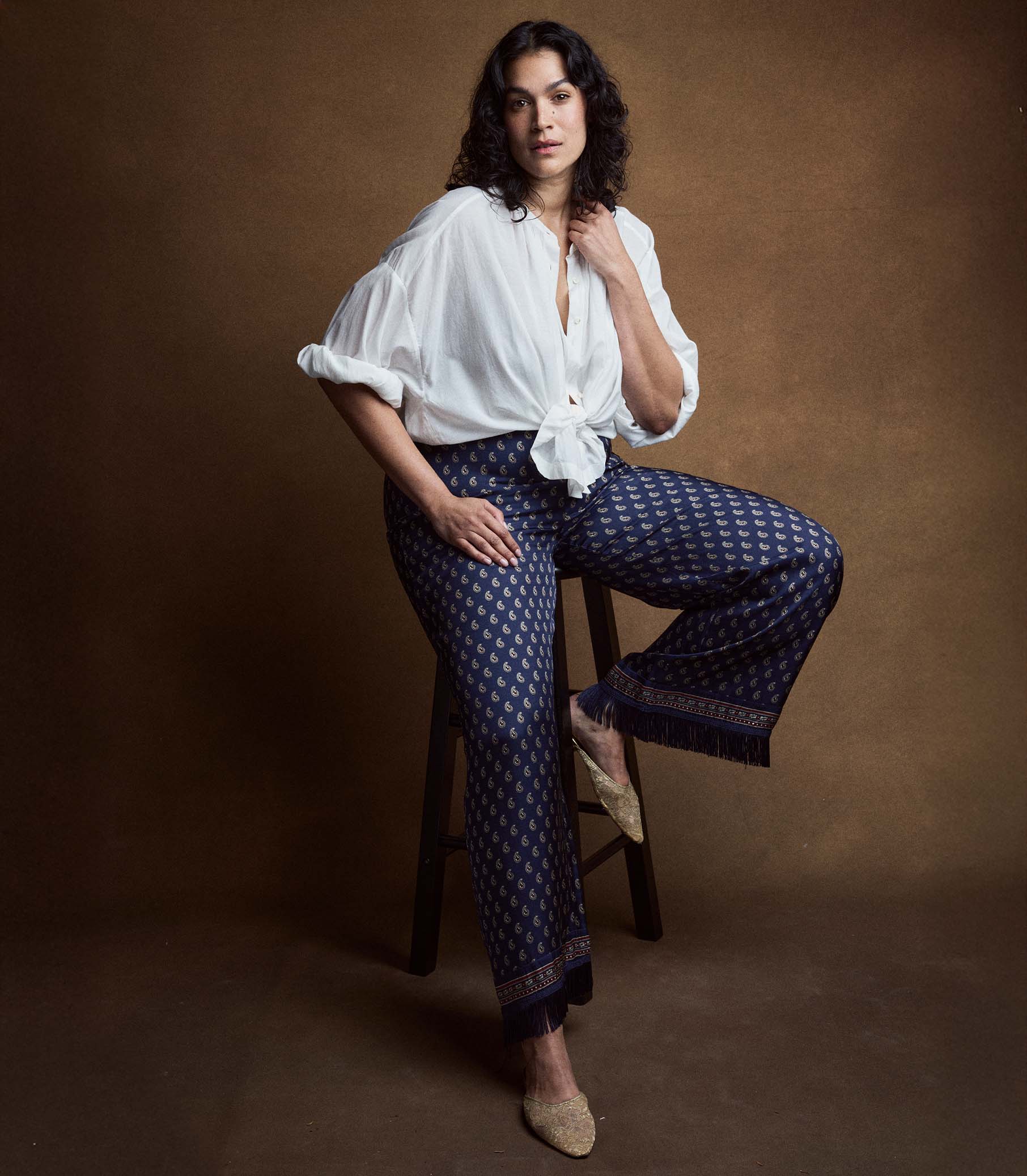 LAVON FRINGE PANT -- BLEU TAORMINA PAISLEY view 9
