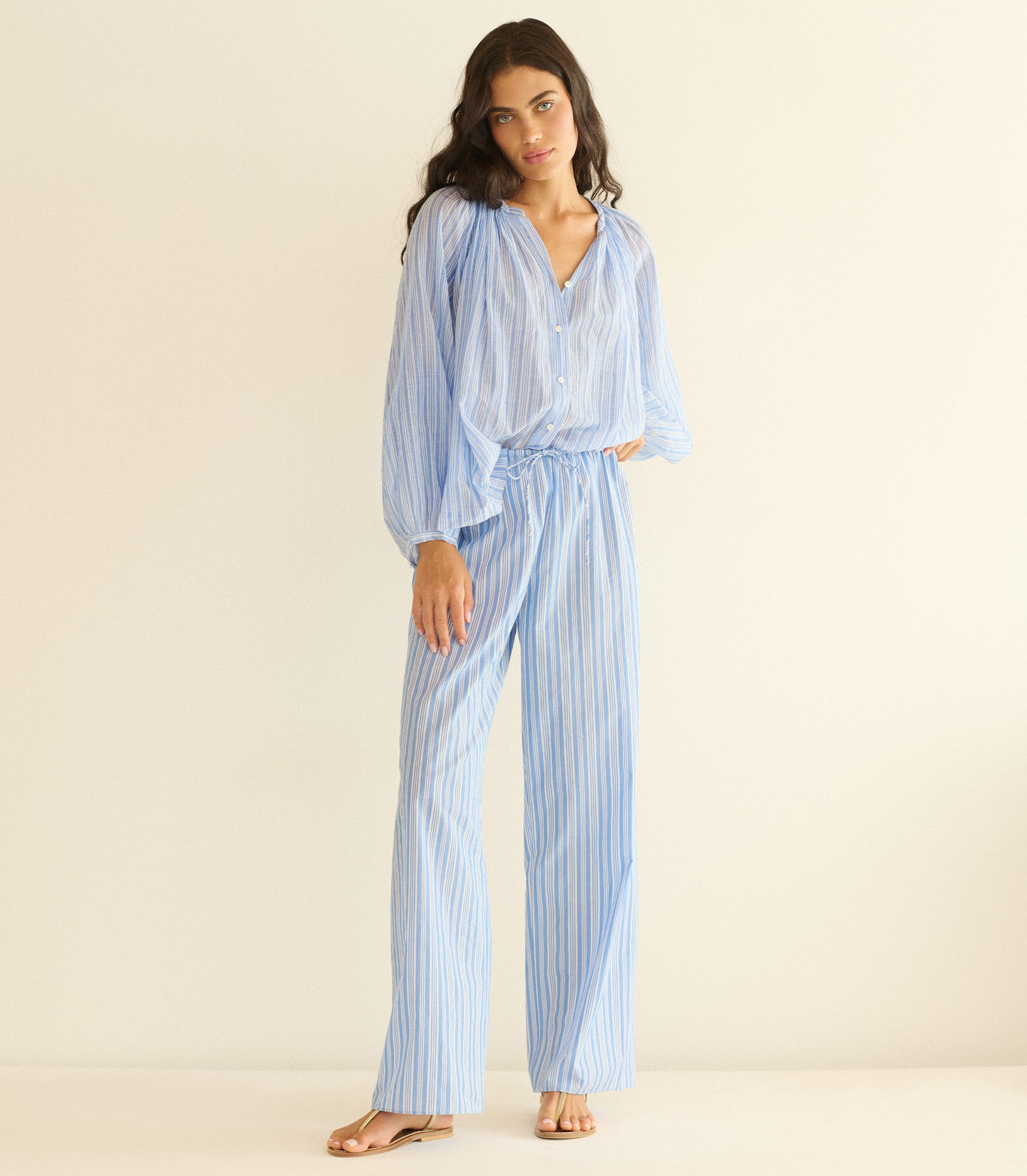 LAVONA DRAWSTRING PANT -- SALERNO STRIPE view 2
