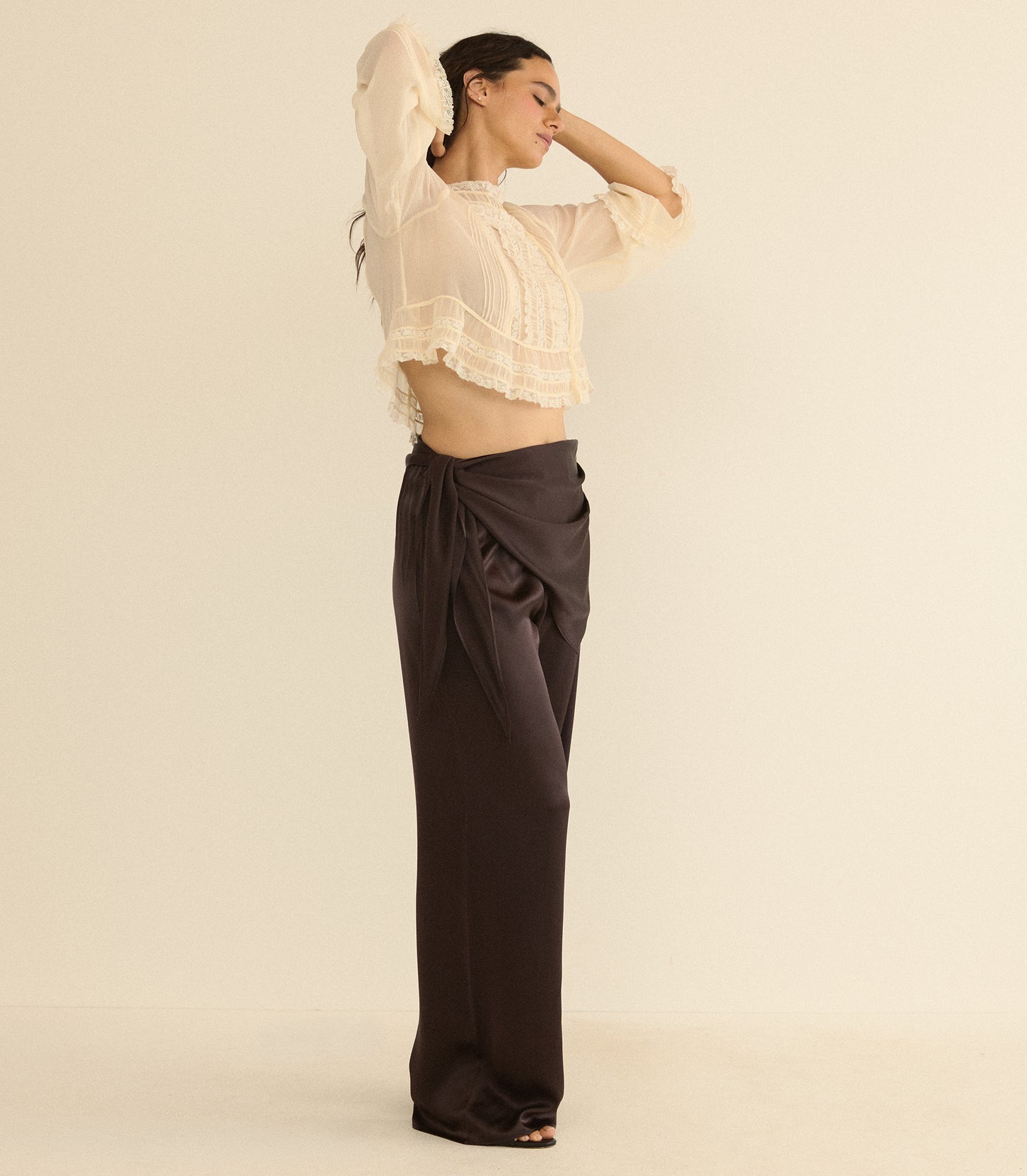 LAVONA SCARF PANT -- EQUESTRIAN BROWN