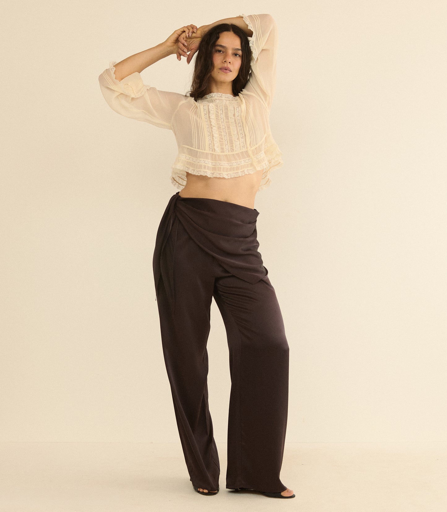 LAVONA SCARF PANT -- EQUESTRIAN BROWN