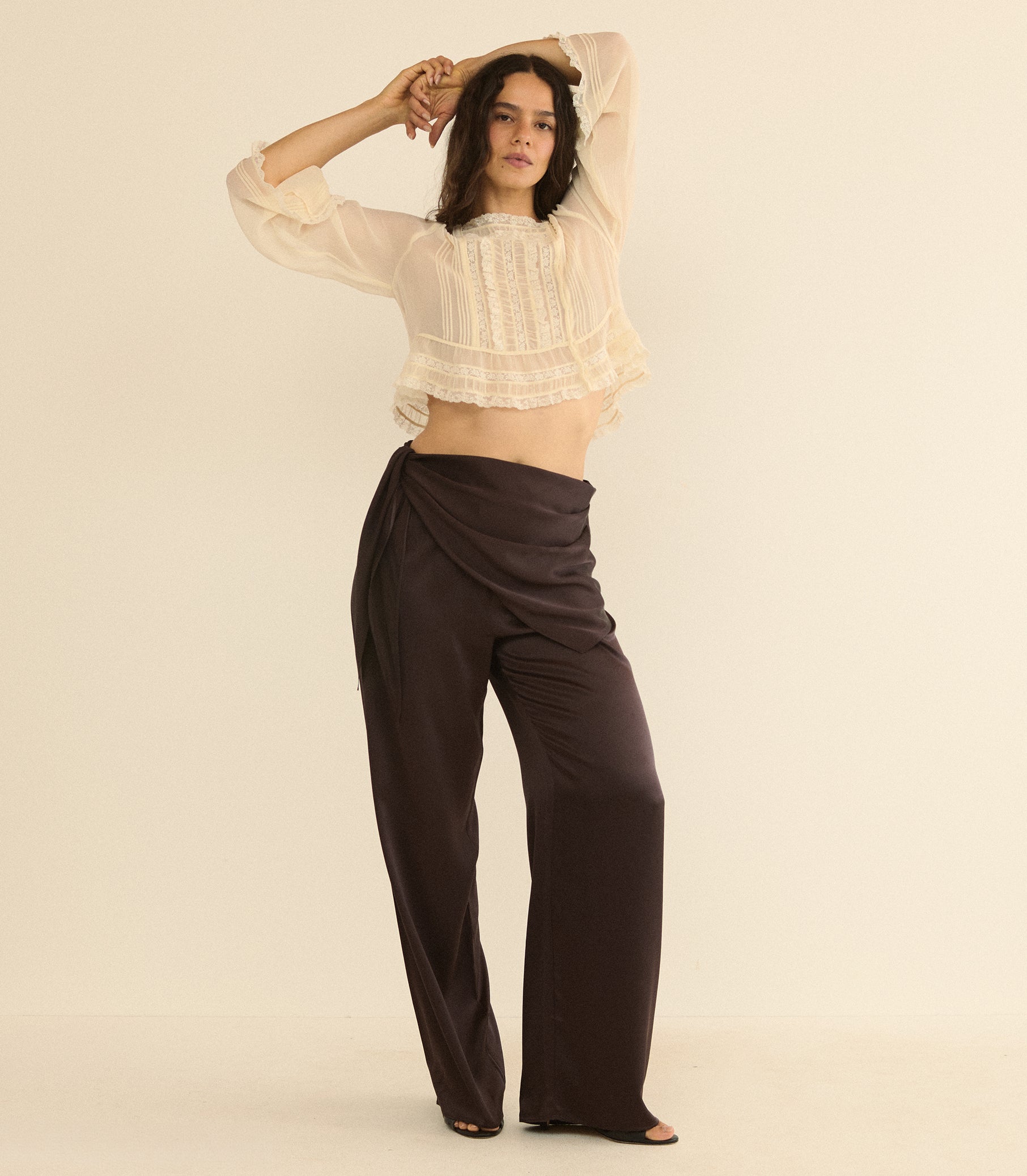 LAVONA SCARF PANT -- EQUESTRIAN BROWN view 6
