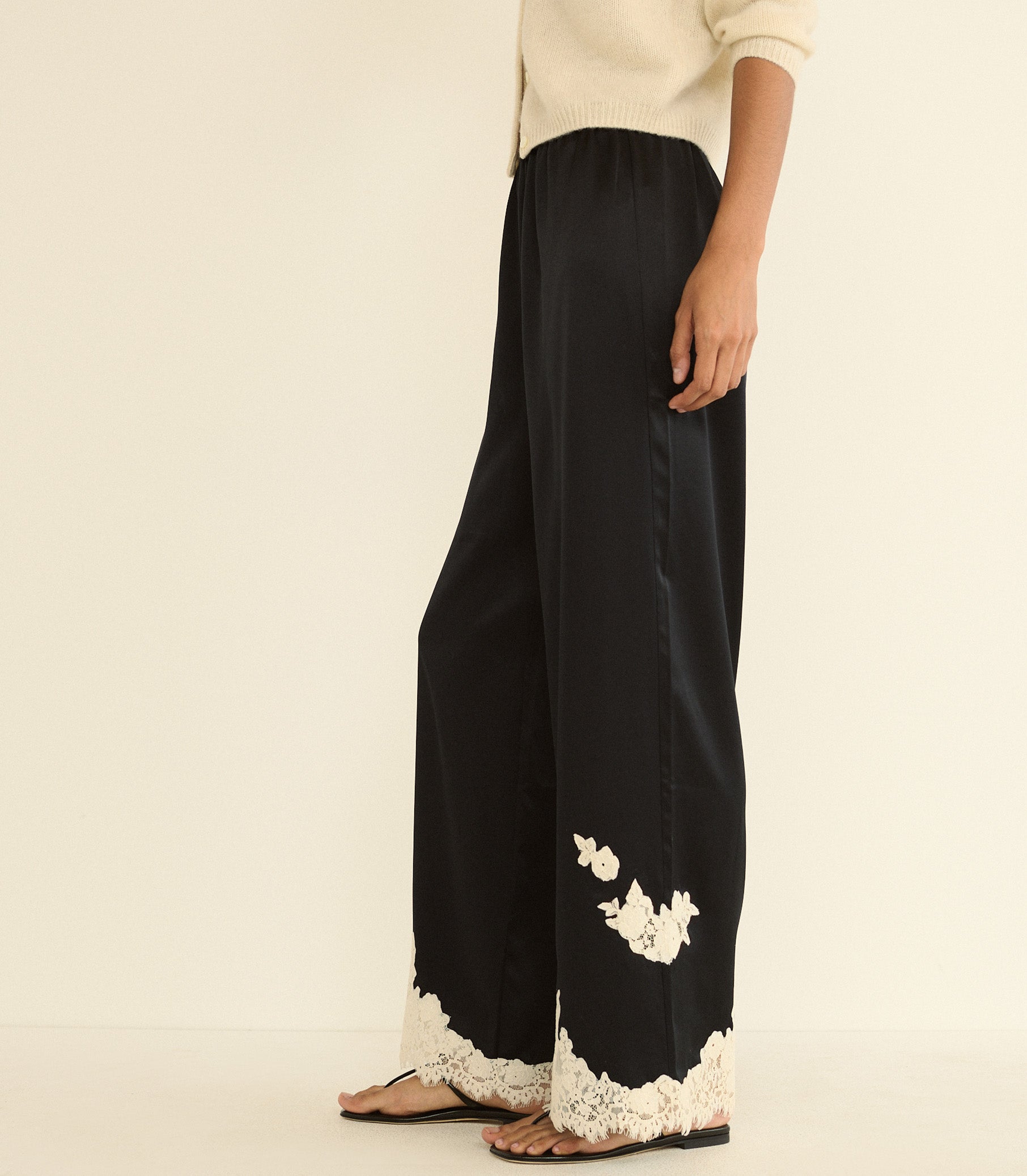 LAVON PANT -- BLACK WITH CANDLELIGHT LACE view 5
