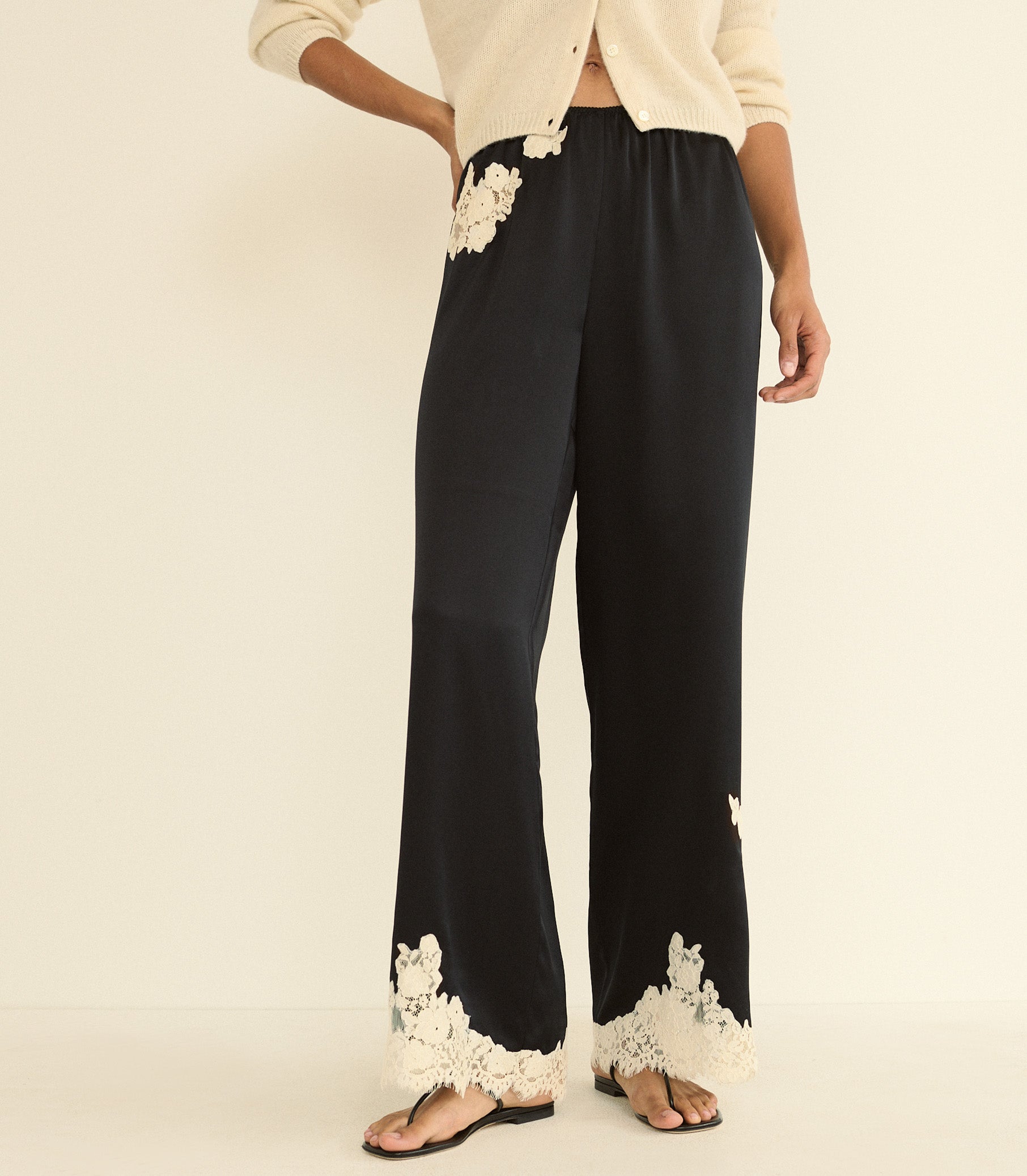 LAVON PANT -- BLACK WITH CANDLELIGHT LACE view 2
