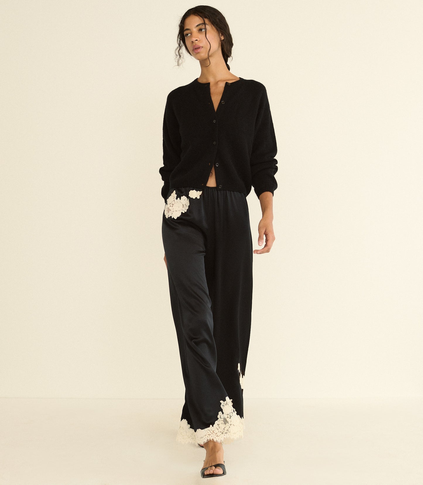 LAVON PANT -- BLACK WITH CANDLELIGHT LACE