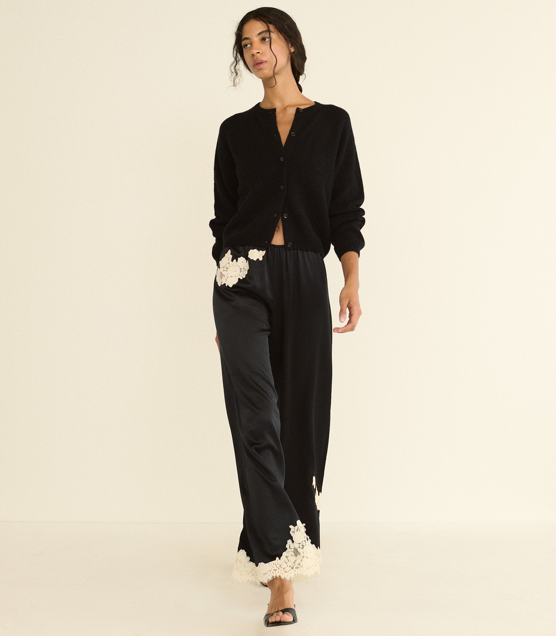 LAVON PANT -- BLACK WITH CANDLELIGHT LACE view 3
