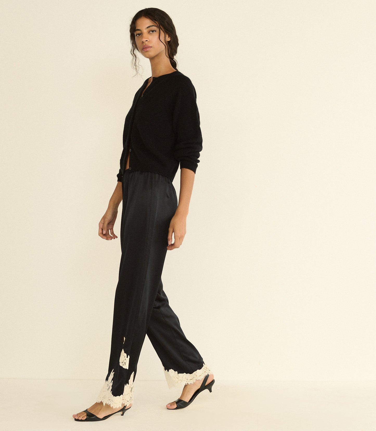 LAVON PANT -- BLACK WITH CANDLELIGHT LACE