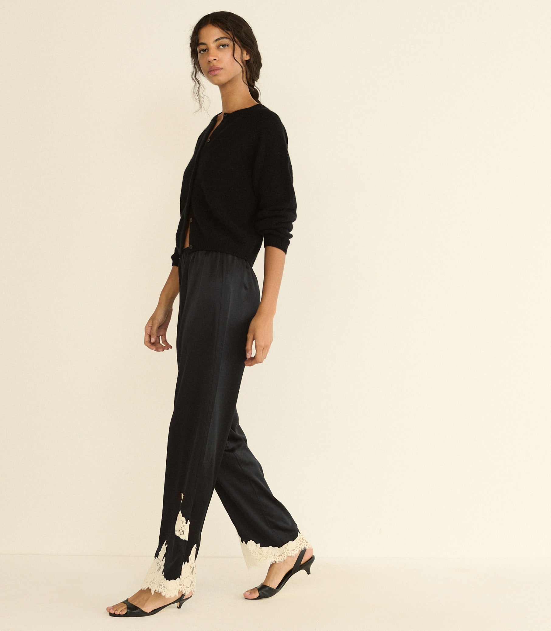 LAVON PANT -- BLACK WITH CANDLELIGHT LACE view 4
