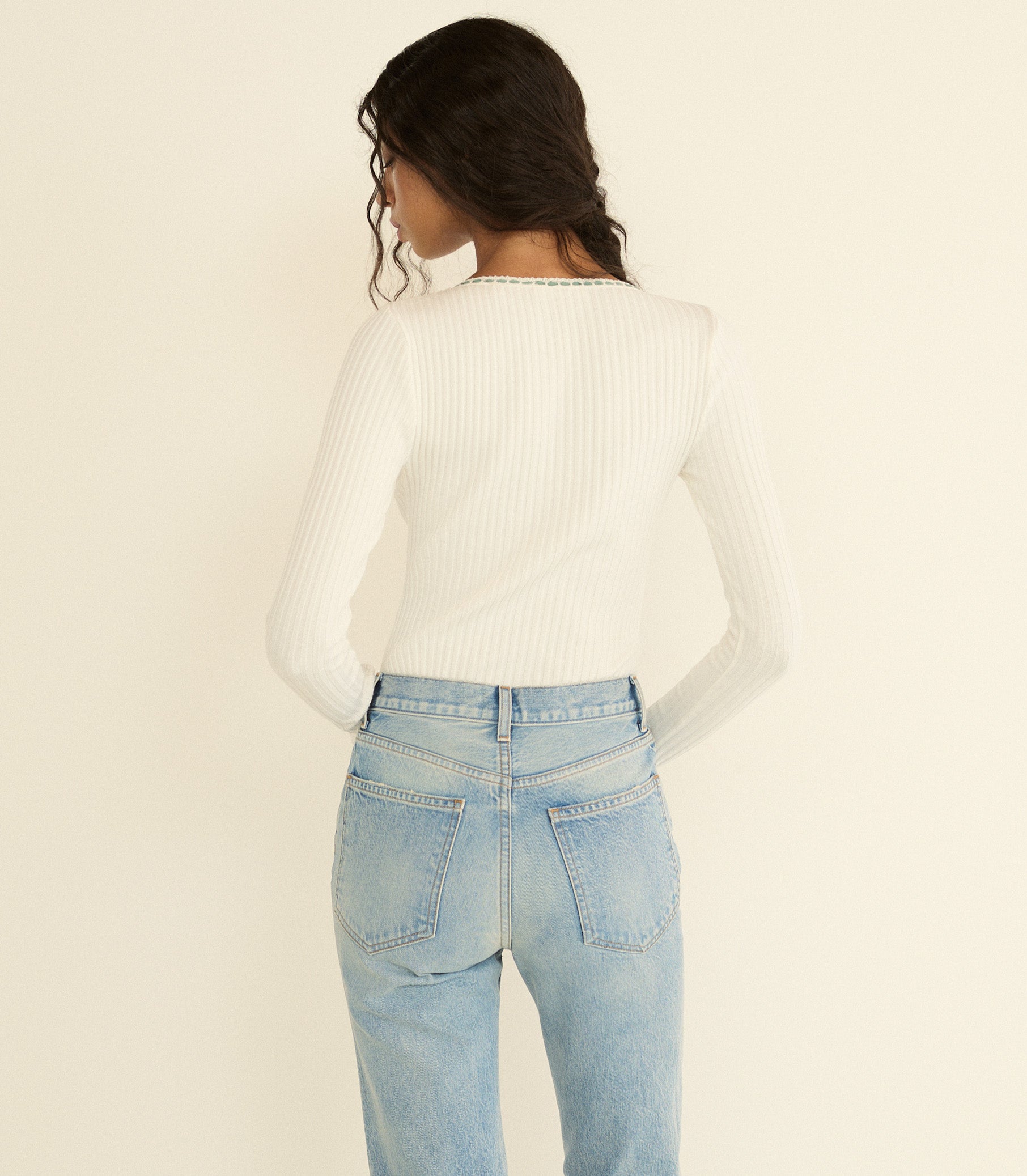 LIDIE TEE -- SALT WITH CLOUD BLUE RIBBON view 6
