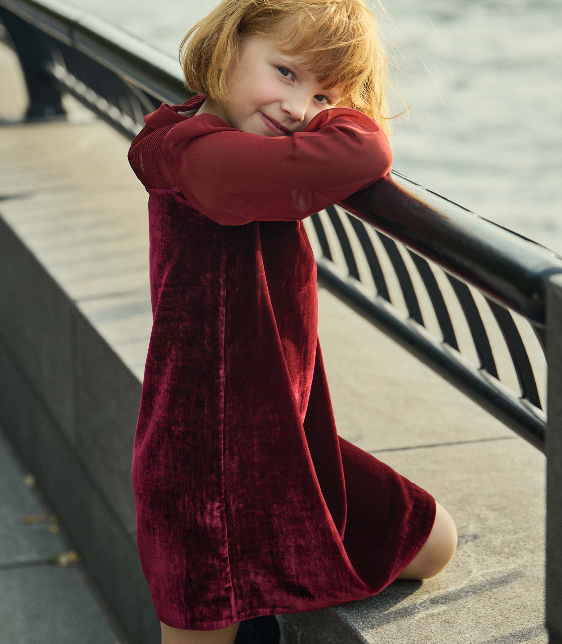 LITTLE MADELYNNE DRESS -- VINO ROSSO view 5
