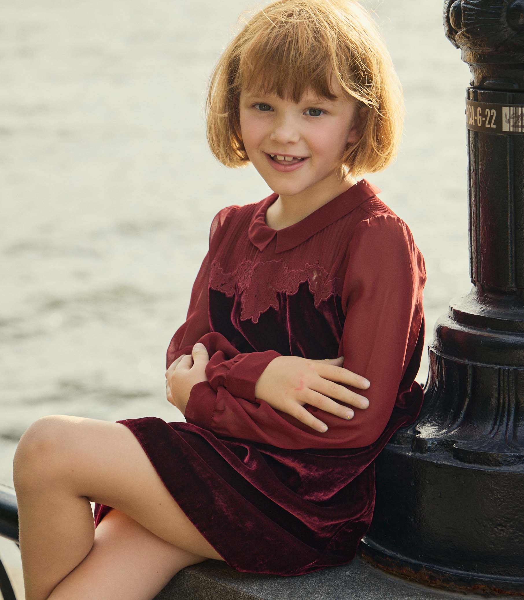 LITTLE MADELYNNE DRESS -- VINO ROSSO view 6

