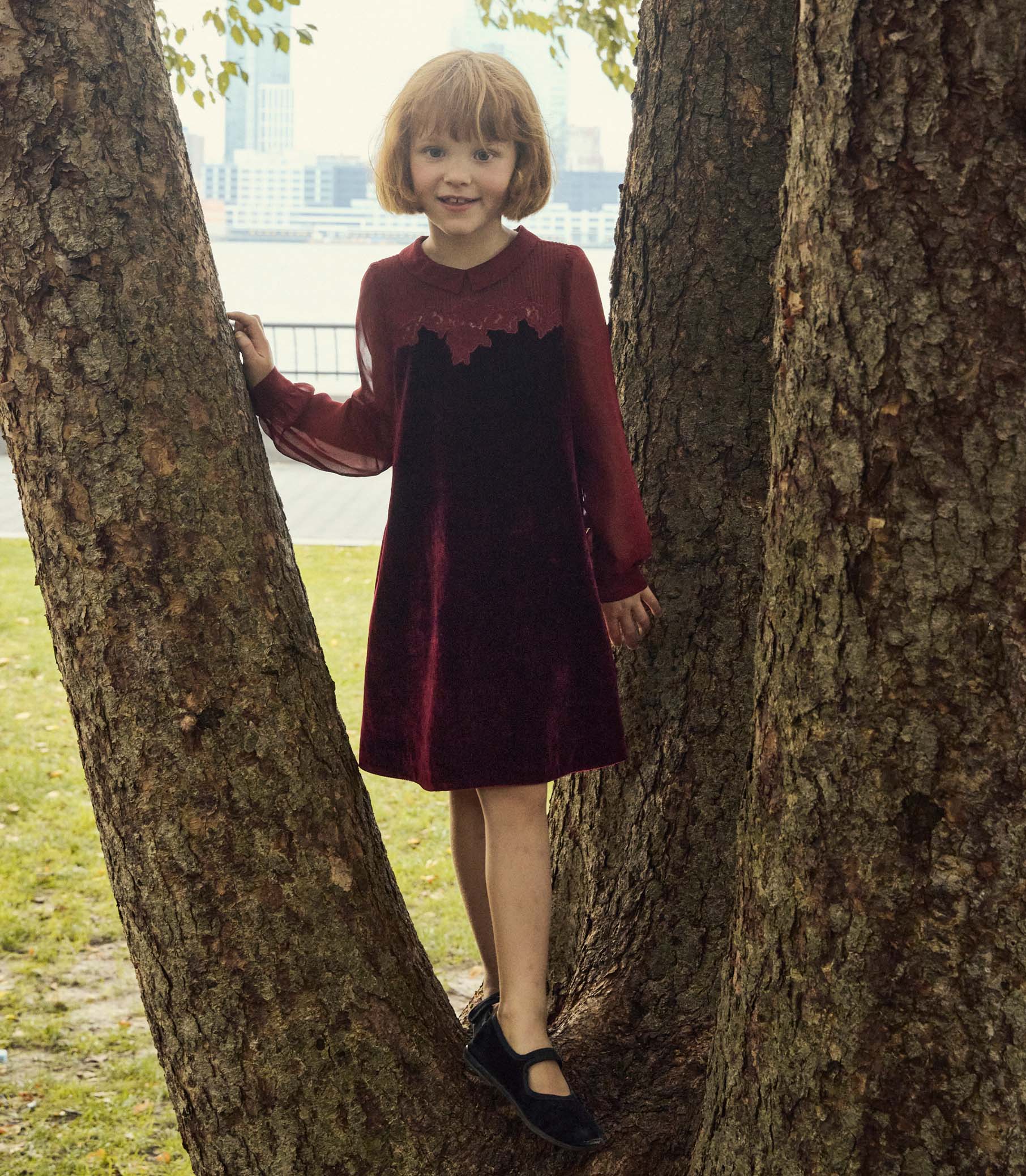 LITTLE MADELYNNE DRESS -- VINO ROSSO view 1
