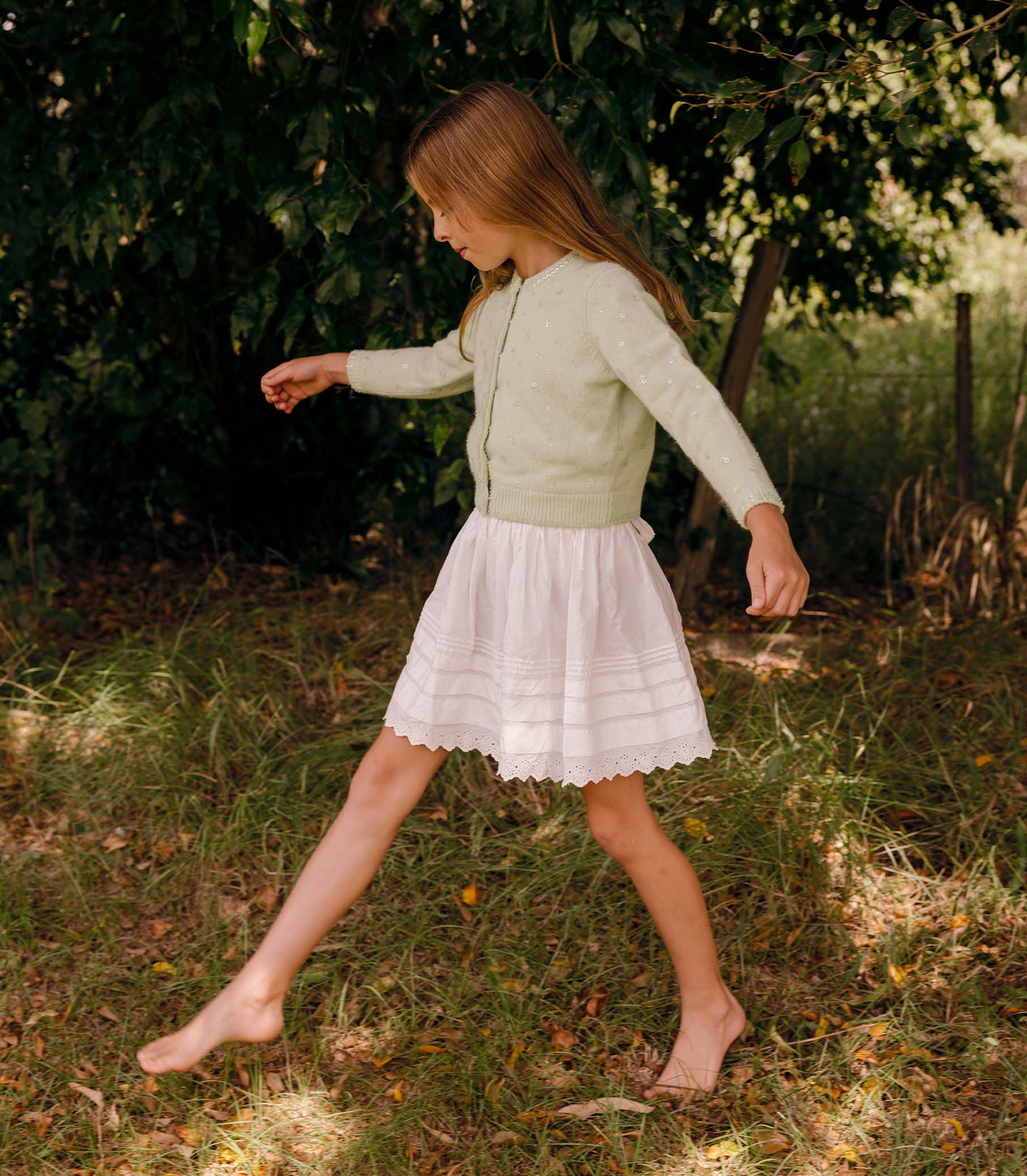 LITTLE PAILLETTE CARDIGAN -- MINT TEA view 2

