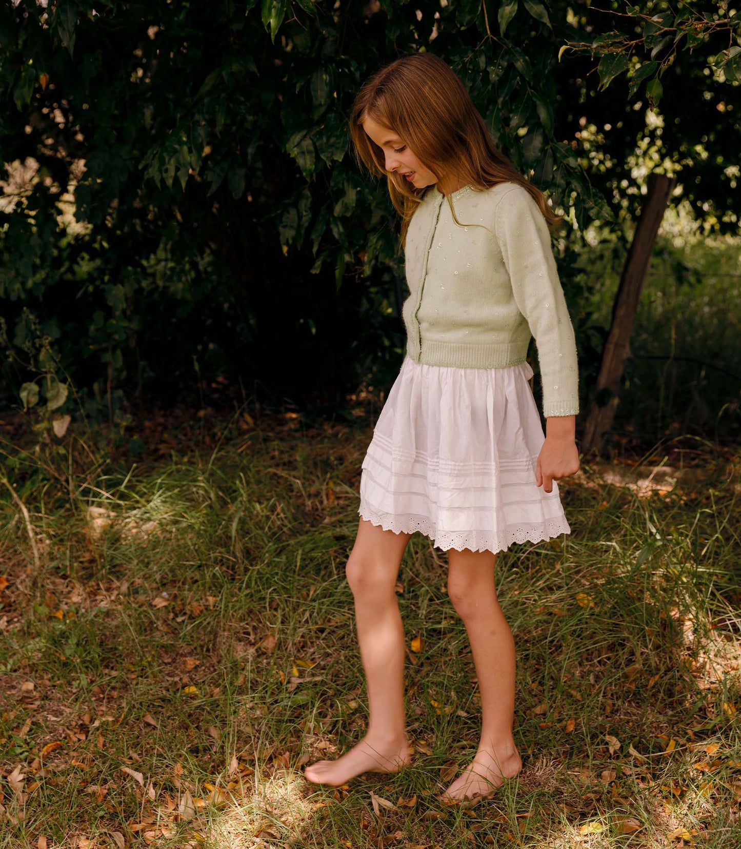 LITTLE PAILLETTE CARDIGAN -- MINT TEA