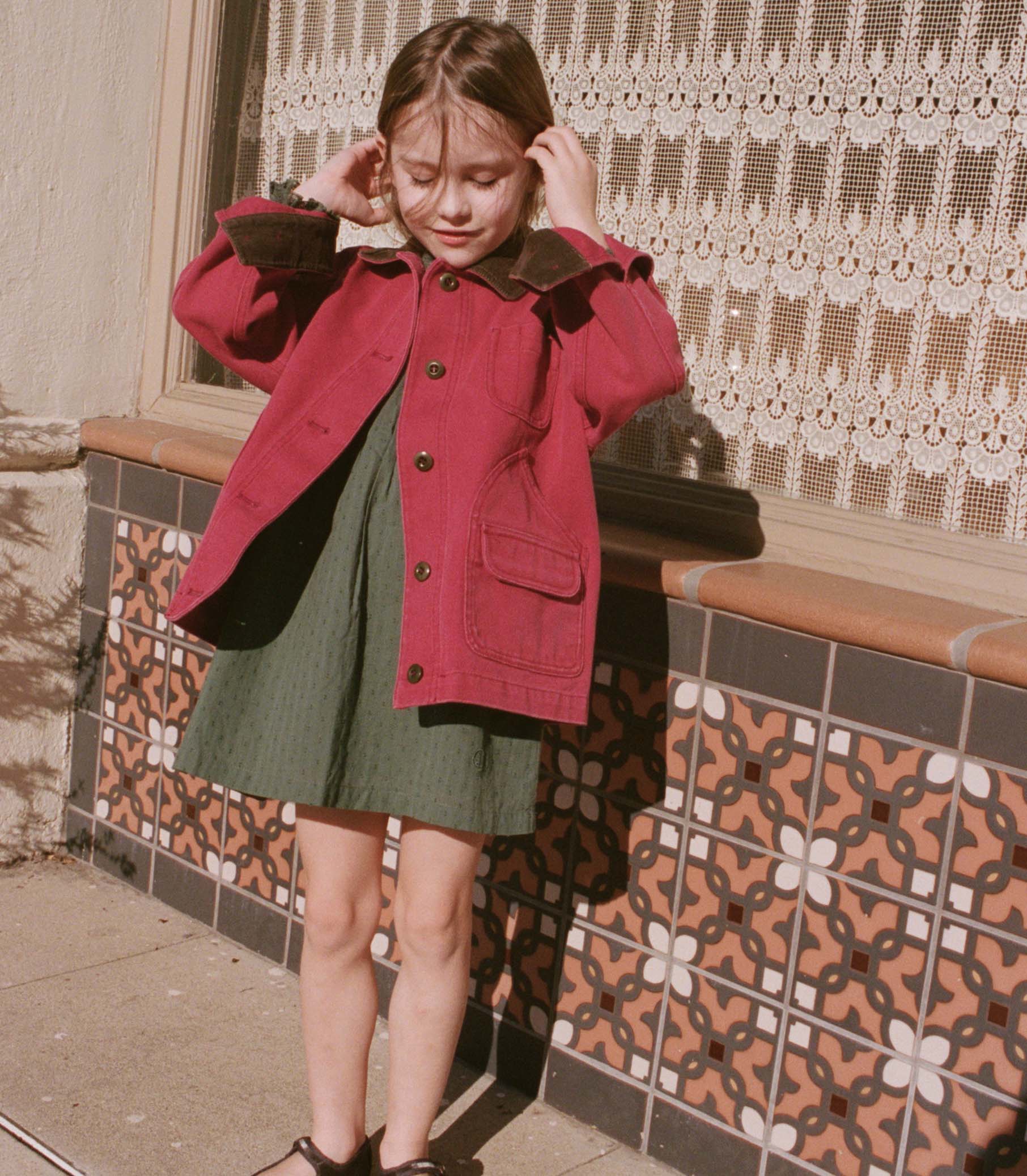 LITTLE PASCUAL JACKET -- WASHED CRIMSON view 2
