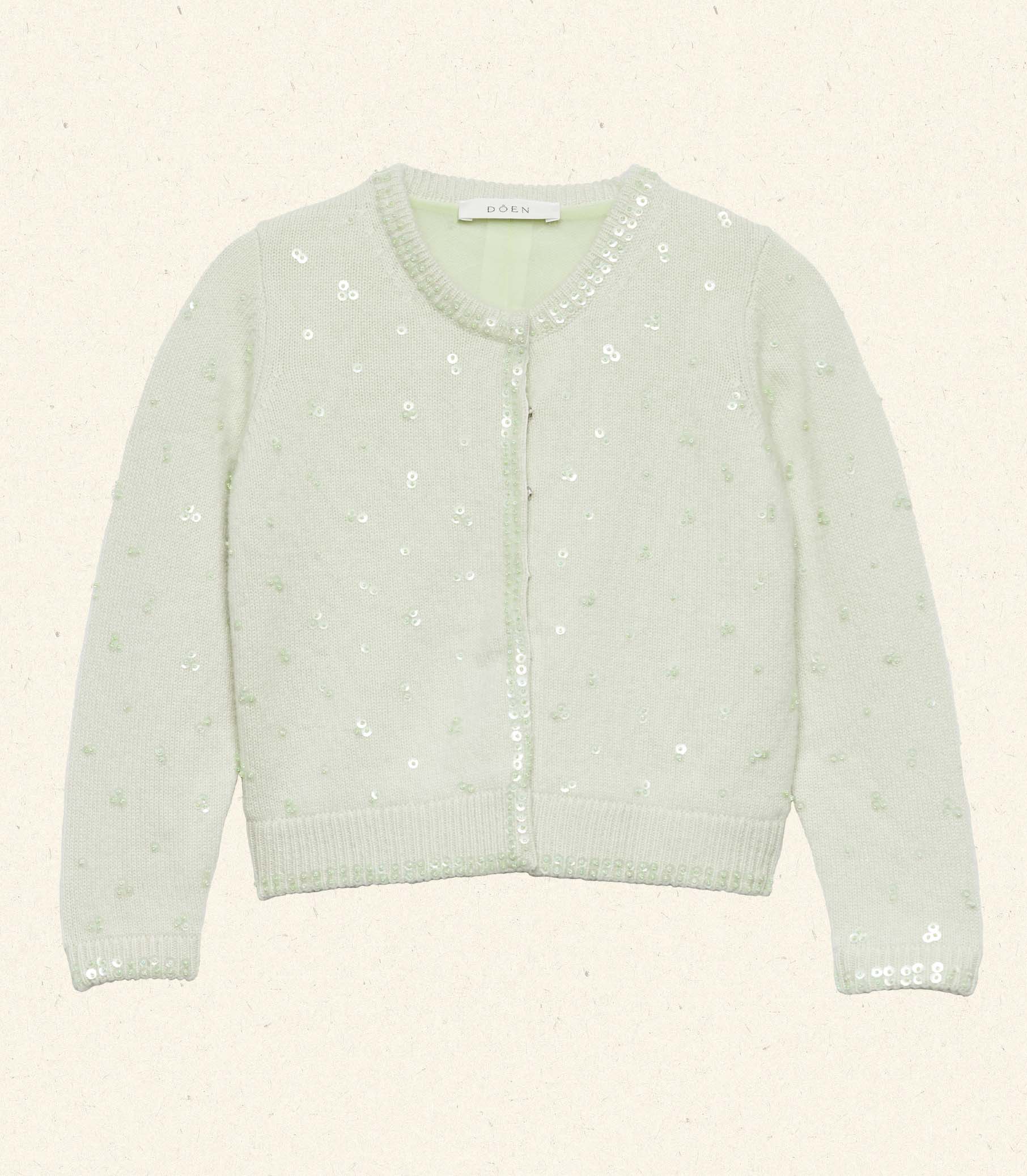 LITTLE PAILLETTE CARDIGAN -- MINT TEA view 5
