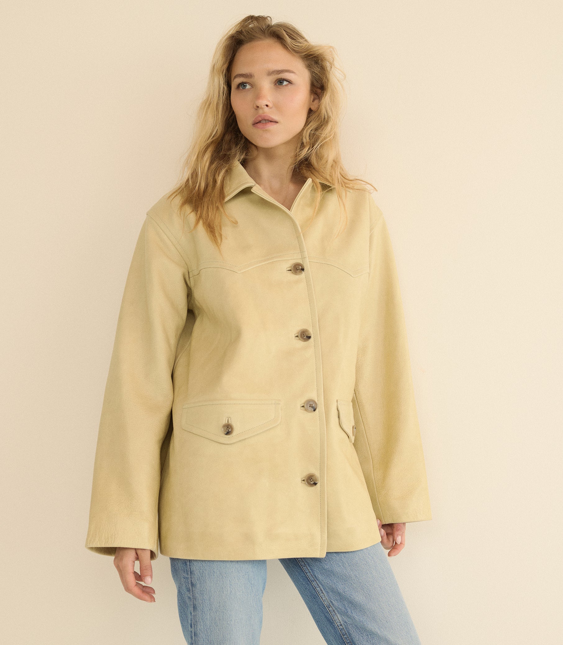 LOCKHART LEATHER JACKET -- LIMEWASH view 5

