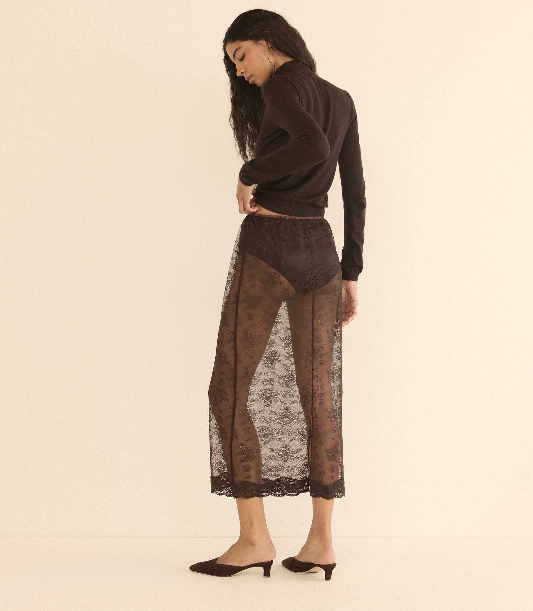 LONI LACE SKIRT SET -- EQUESTRIAN BROWN view 3
