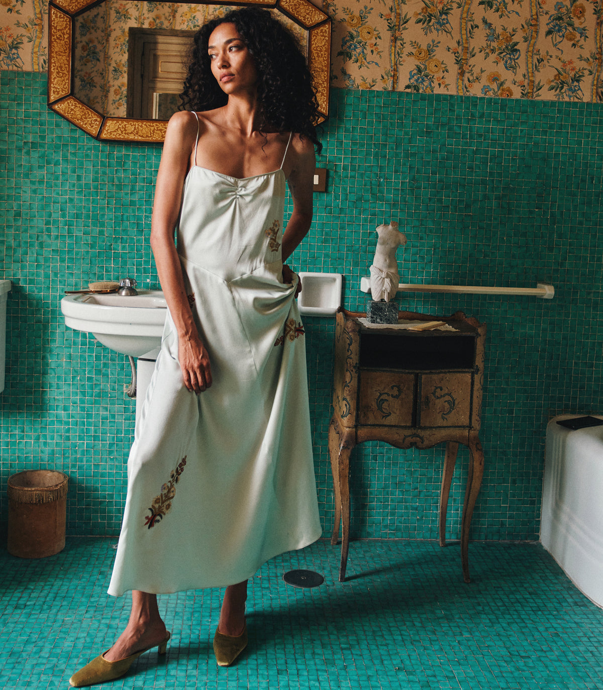 LORRAINE DRESS -- EUCALYPTUS view 3
