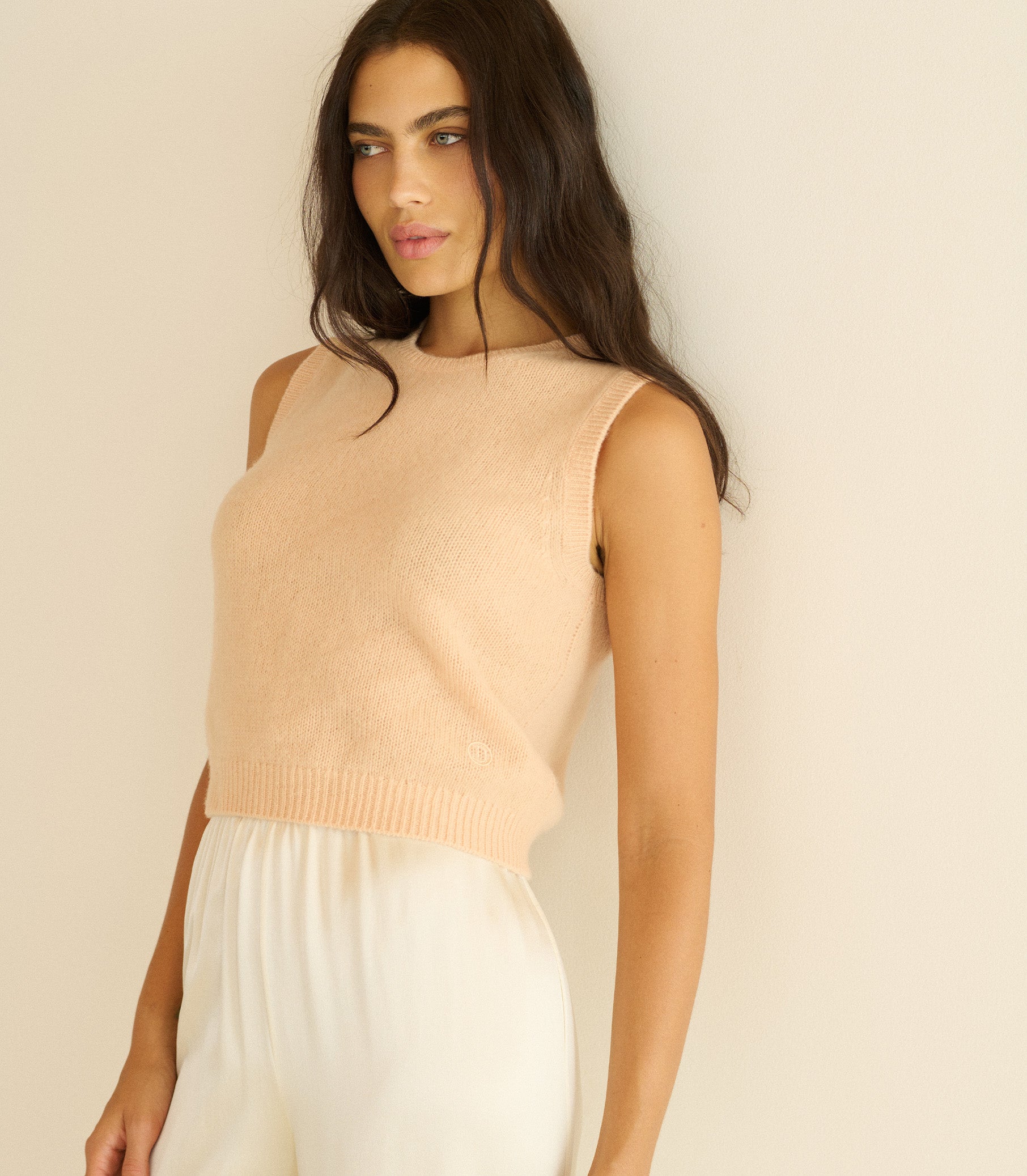 LOUDEN CASHMERE TOP -- LIGHT PEACH SORBET view 1
