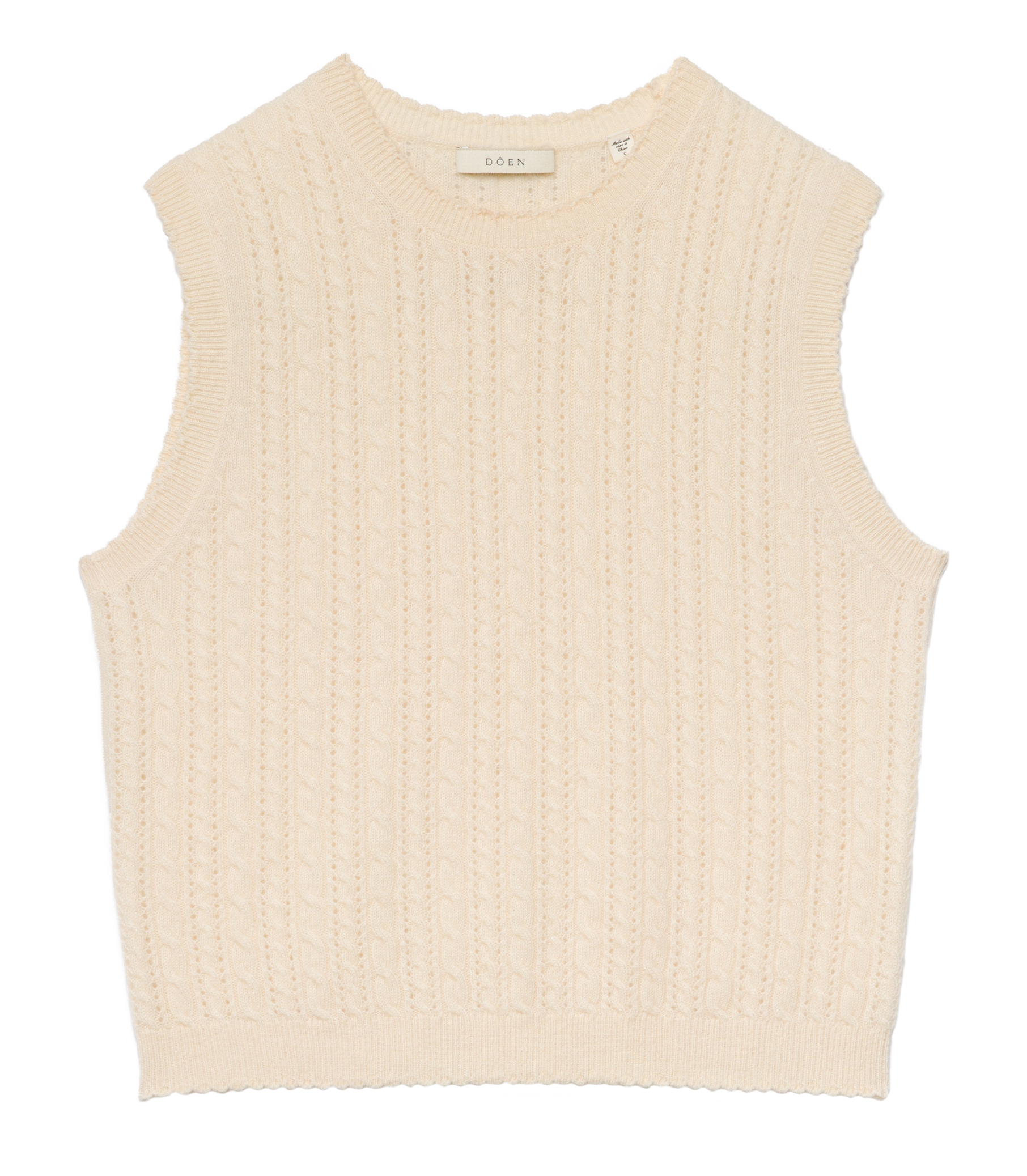 LOUDEN CASHMERE CABLE TOP -- DOGWOOD view 8
