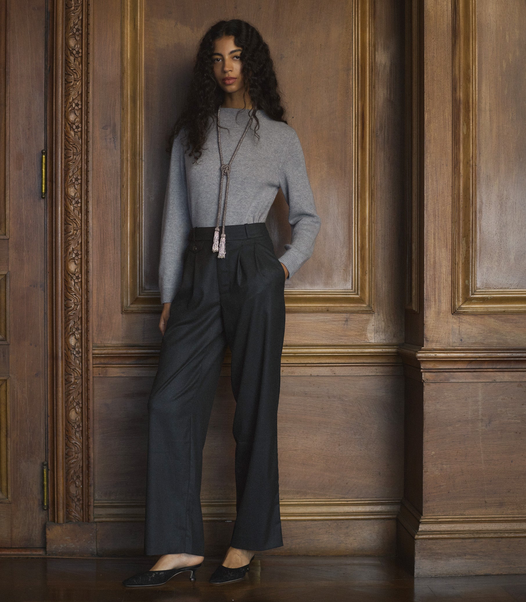 MAIRE CASHMERE SWEATER -- CLOUD GREY view 4
