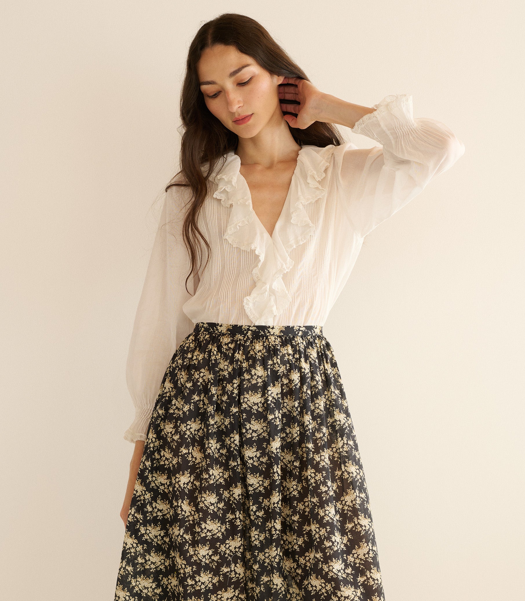 MARCIE SKIRT -- NOIR ROSIER FLORAL view 3
