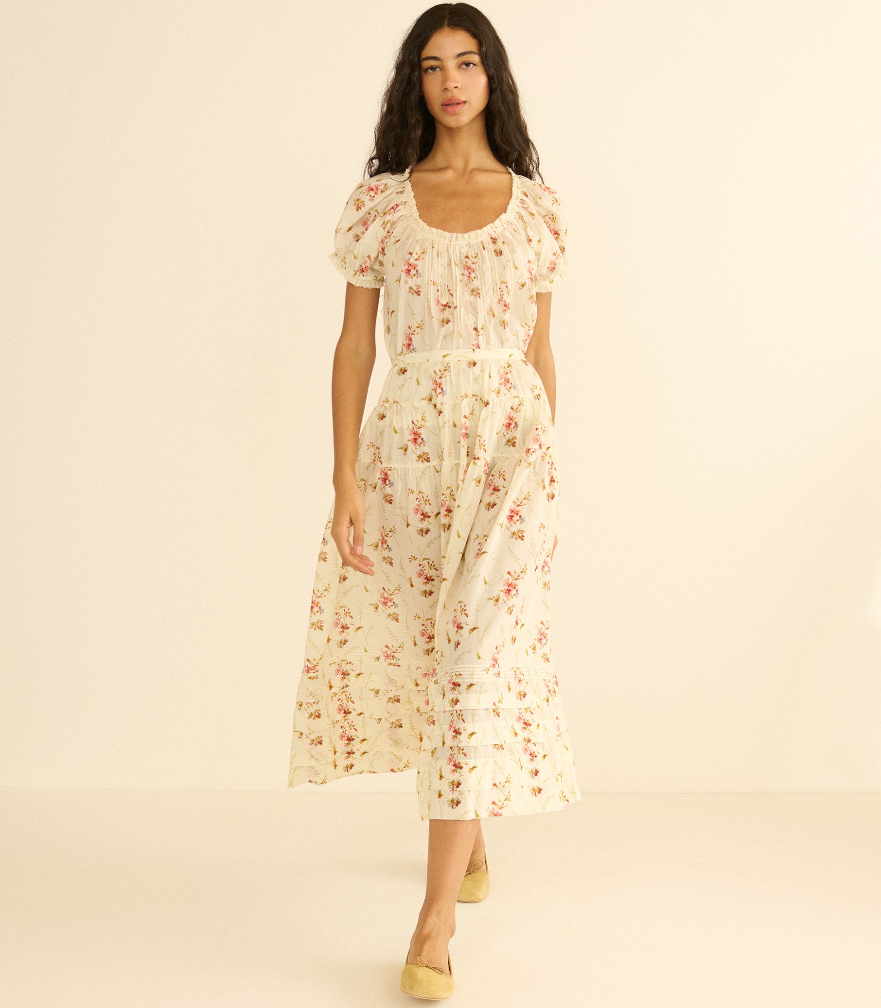 MARIE SKIRT -- BLANC PRAIRIE ROSE view 4
