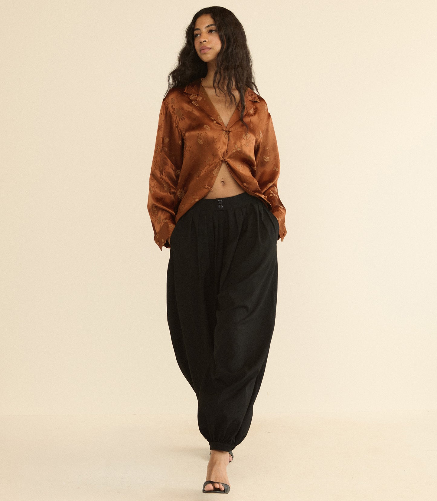 MAURISE TOP -- SPICED PECAN TAPPEZZERIA JACQUARD