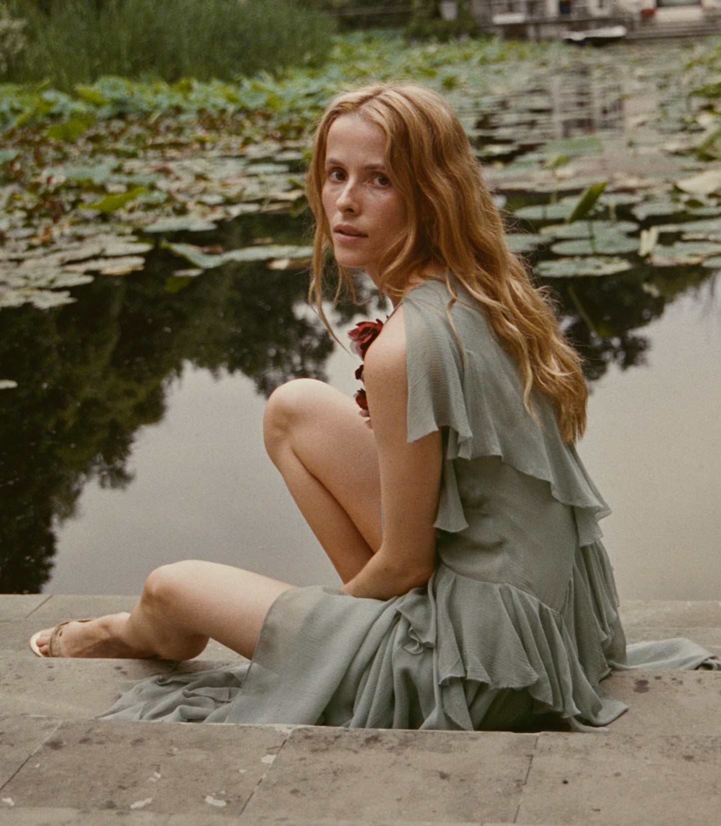 NELIDA DRESS -- GREEN JASPER