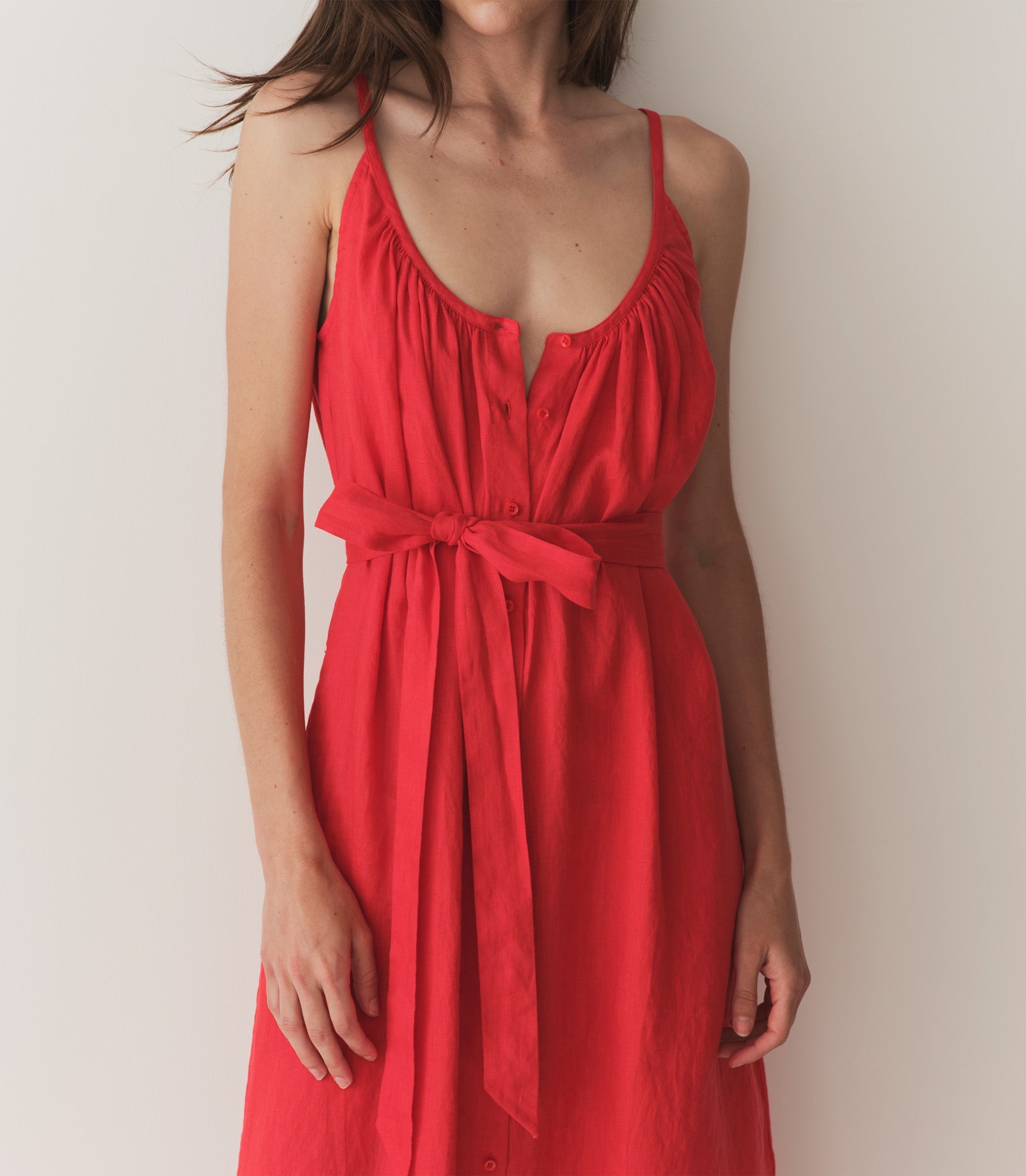 HMD -- NEVITA LINEN DRESS -- SCARLET view 1
