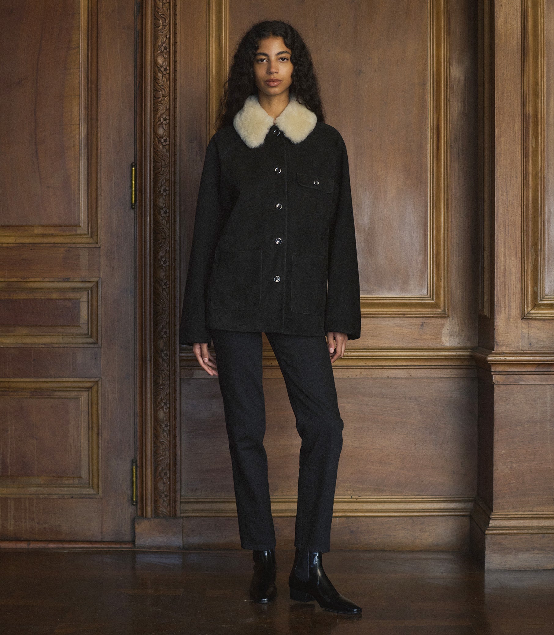 NOLAN SUEDE JACKET -- BLACK view 2
