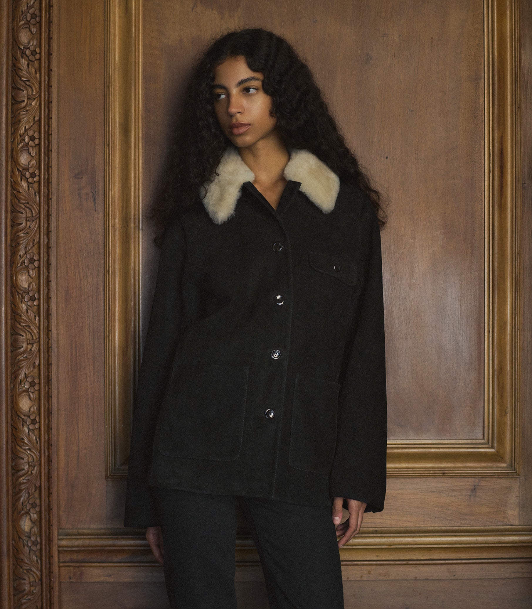 NOLAN SUEDE JACKET -- BLACK view 3
