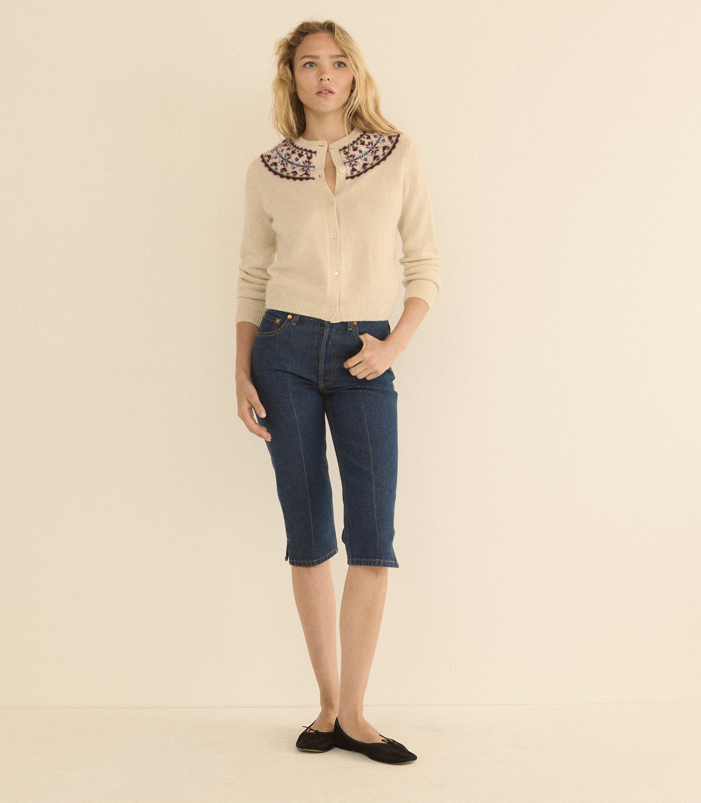 OLYMPE CASHMERE CARDIGAN -- COTTAGE