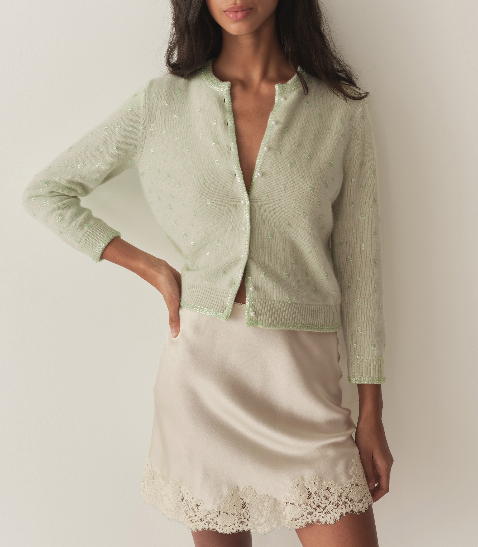 HMD -- PAILLETTE CARDIGAN -- MINT TEA view 1

