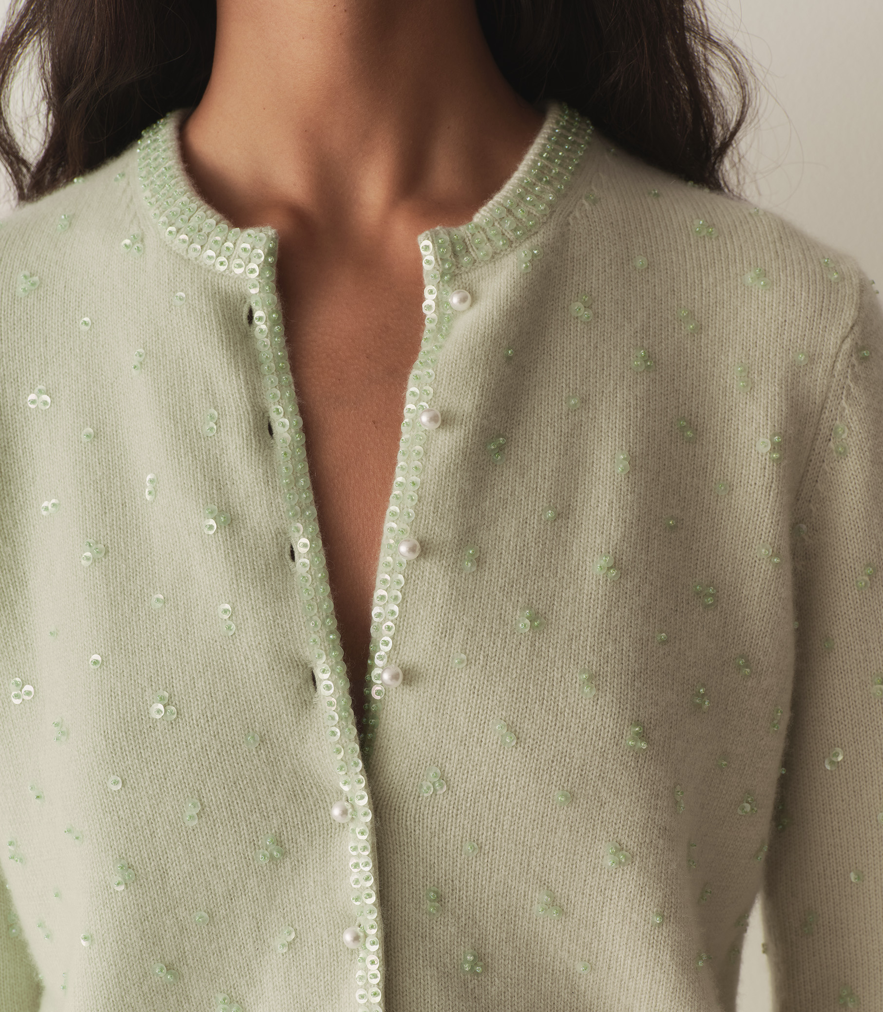 HMD -- PAILLETTE CARDIGAN -- MINT TEA view 2
