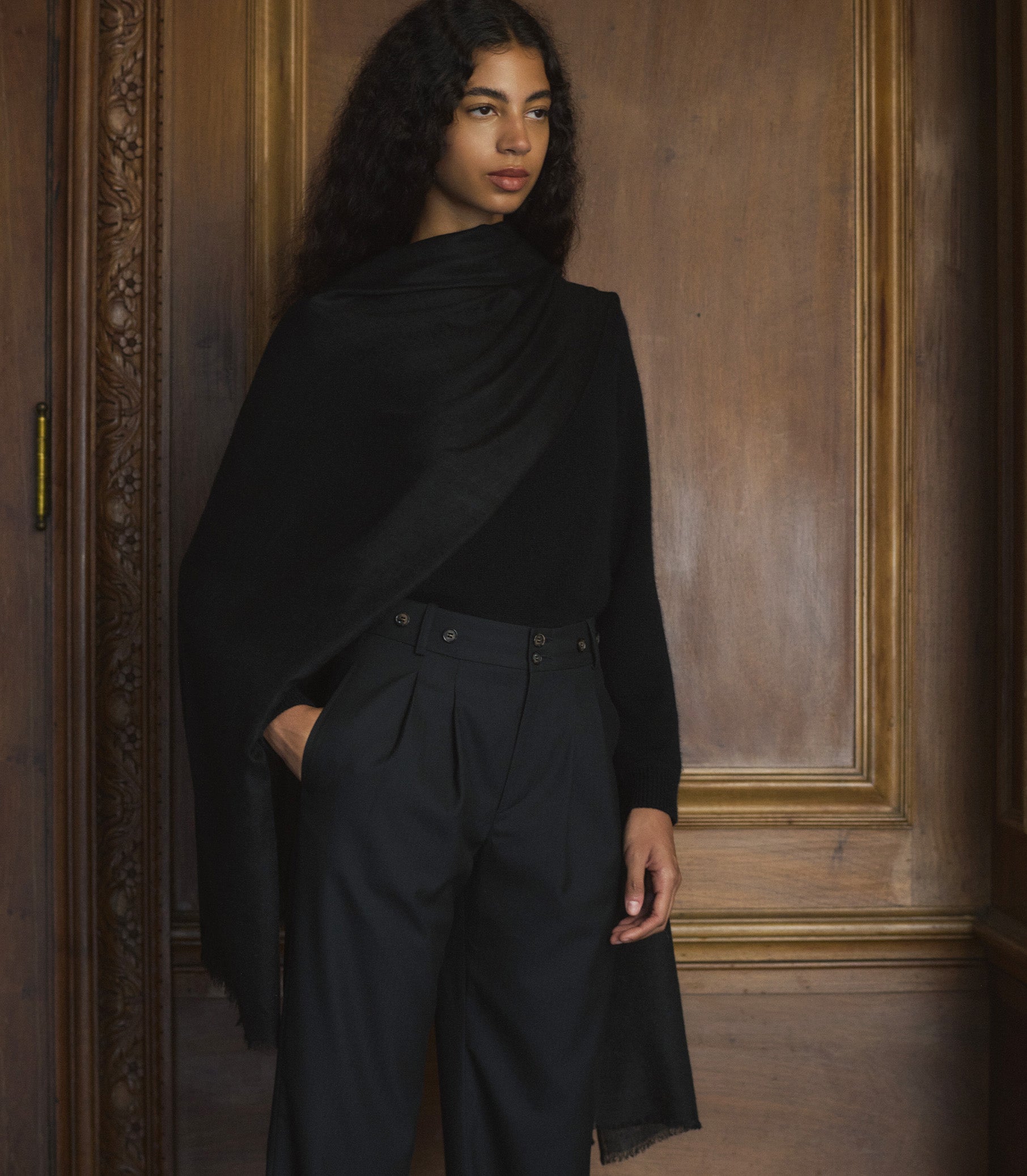 PASHMINA SCARF -- BLACK view 2

