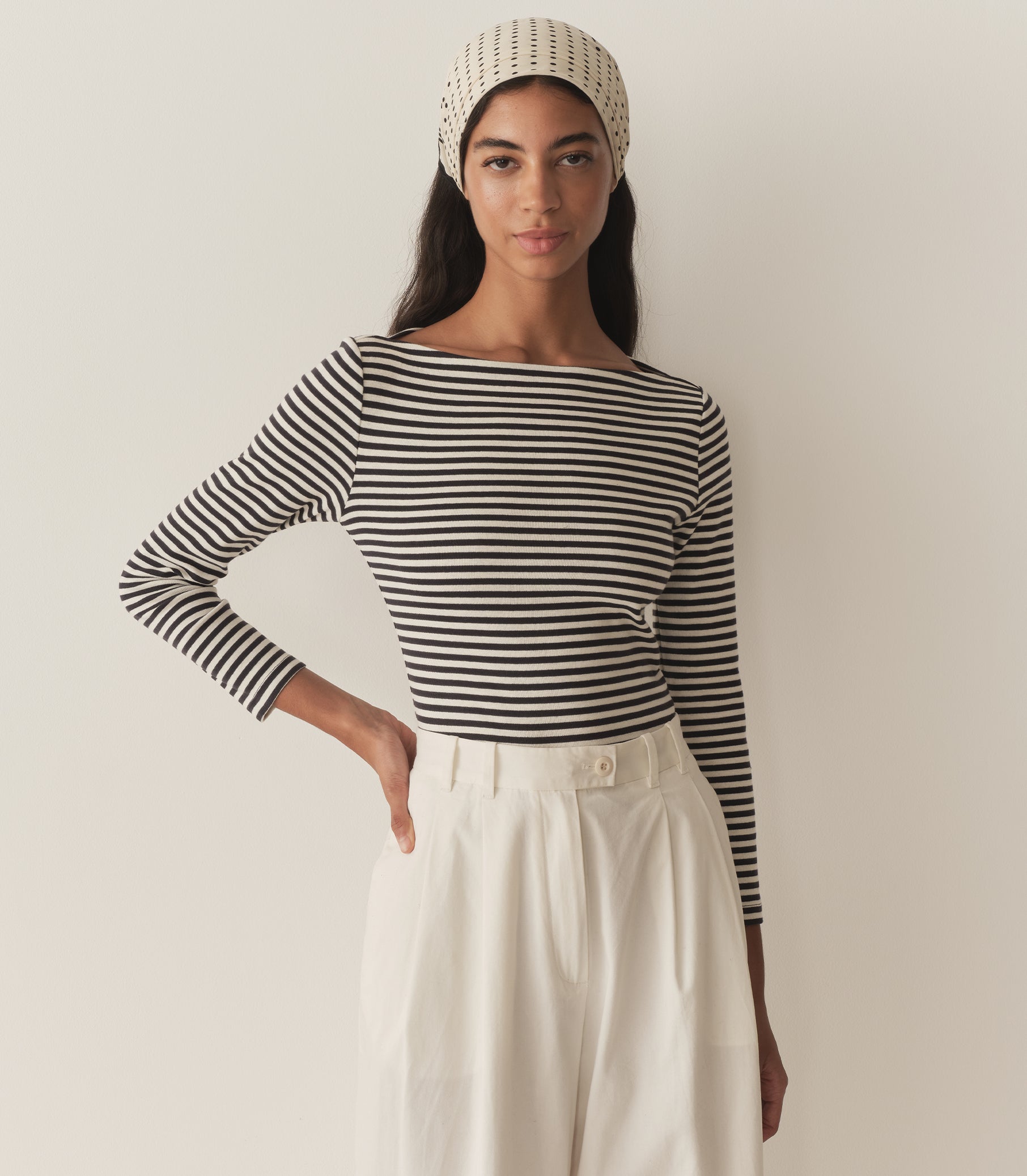 HMD -- PAULETTE TEE -- NAVY NANTUCKET STRIPE view 1
