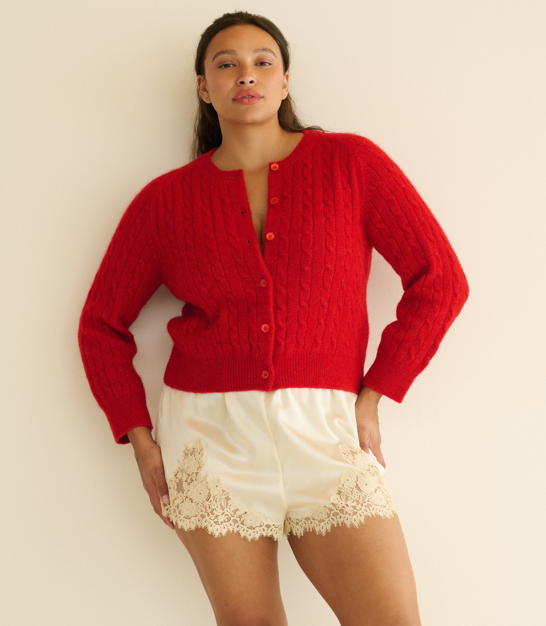 PENROSE CARDIGAN -- CERISE view 6
