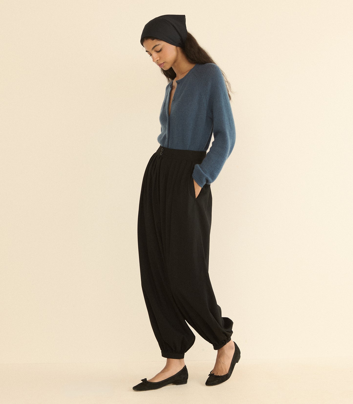 PEROLINE CASHMERE CARDIGAN -- BLUE STONE