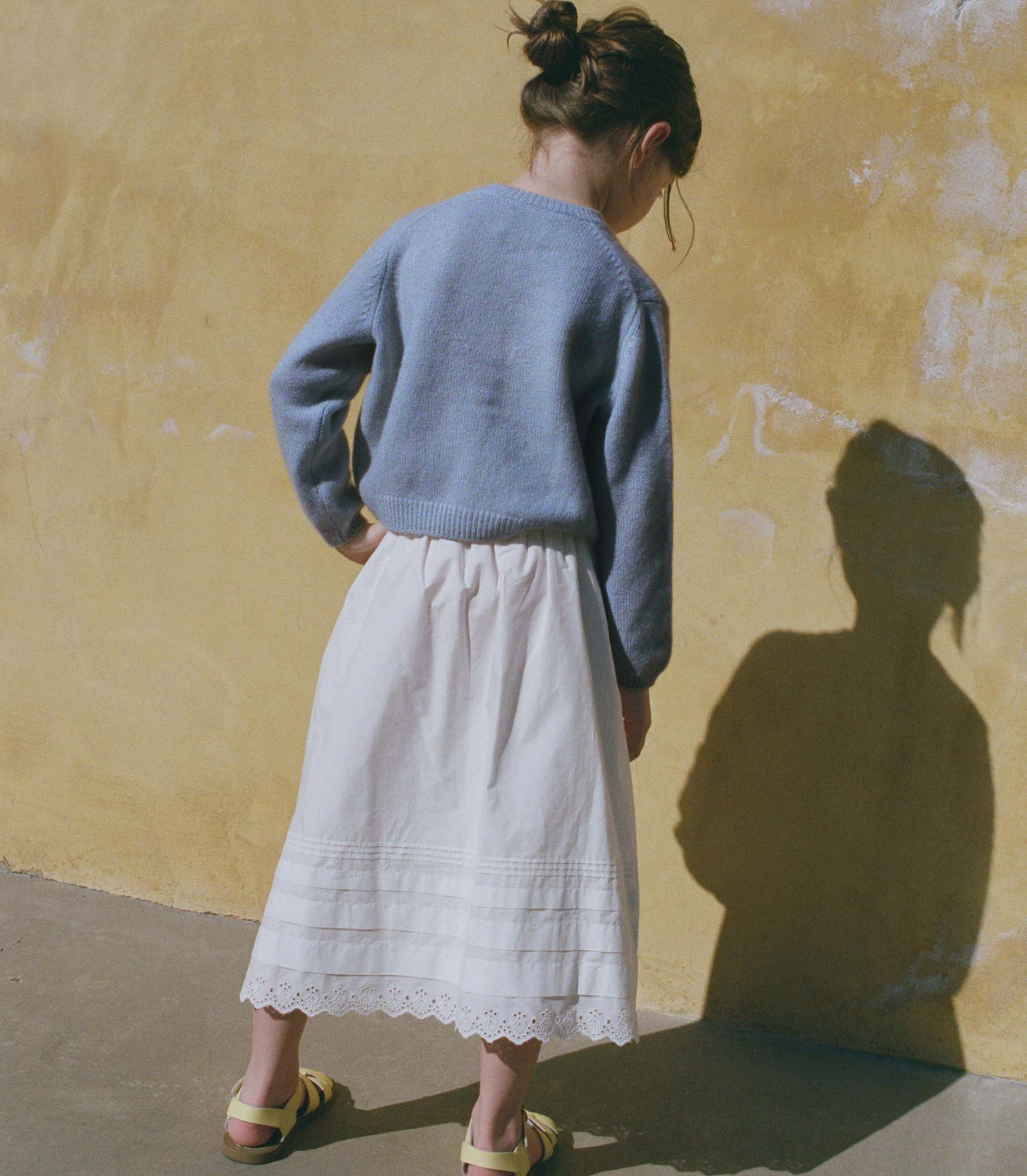 PETIT GARDENIA CASHMERE CARDIGAN -- CLEAR SKY view 5
