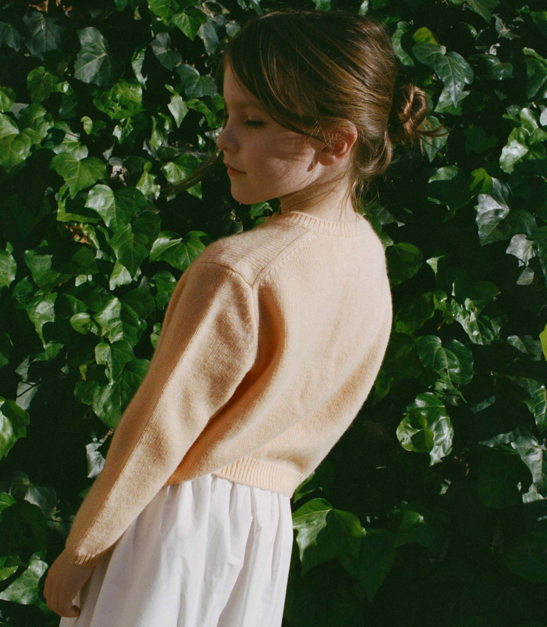 PETIT GARDENIA CASHMERE CARDIGAN -- LIGHT PEACH SORBET view 4
