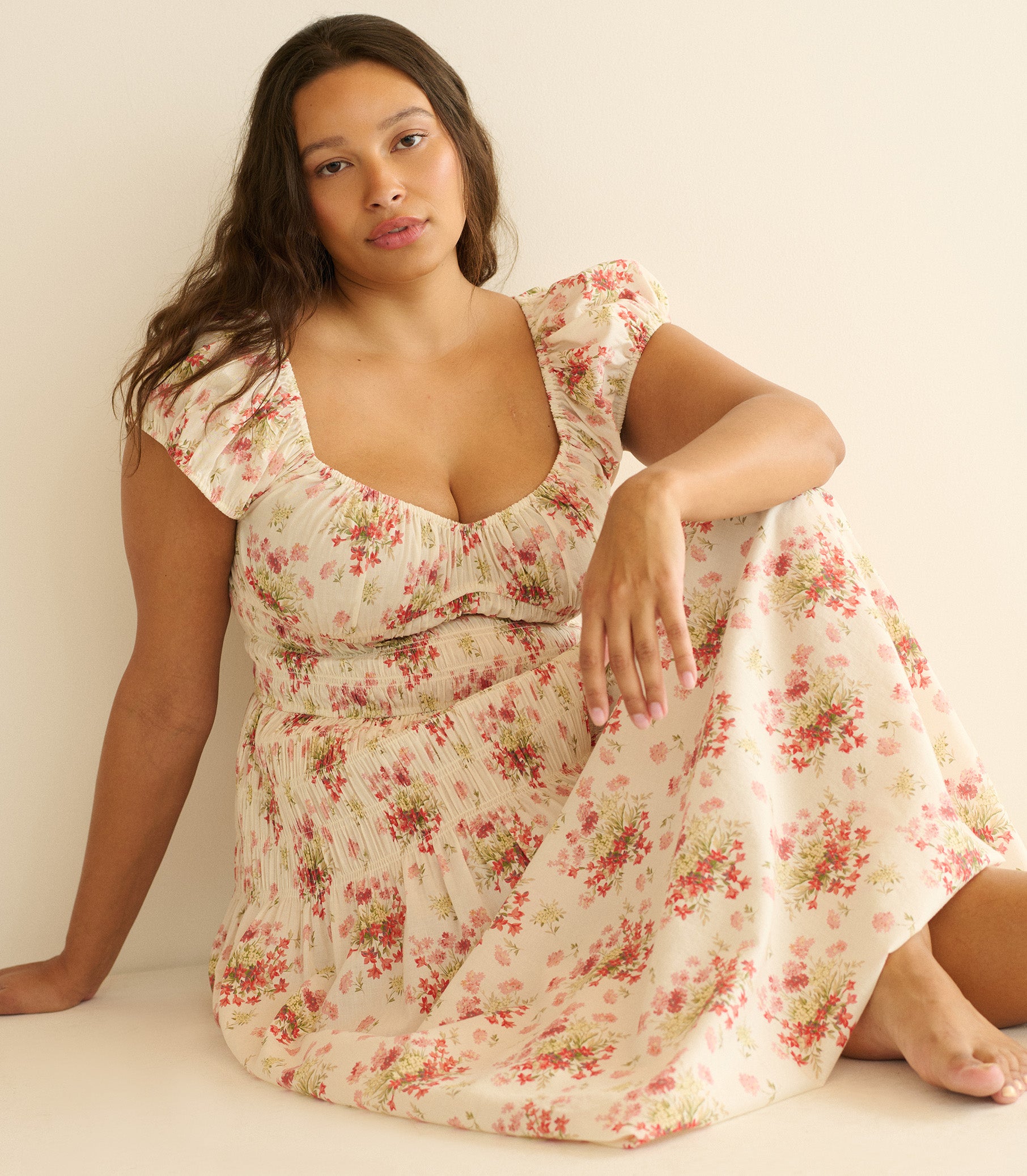 QUINETTE DRESS -- IVORY LANTANA FLORAL view 6
