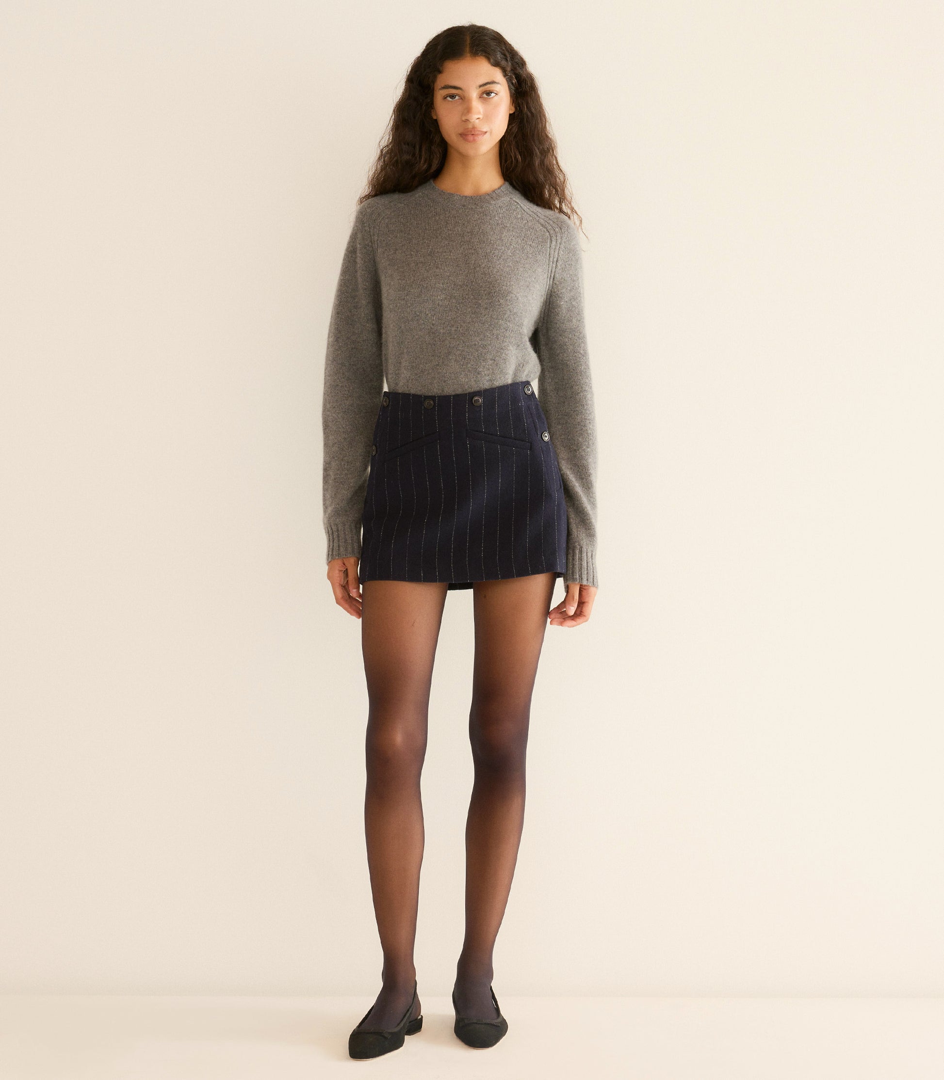RAINA SKIRT -- MARIANNE PINSTRIPE view 3
