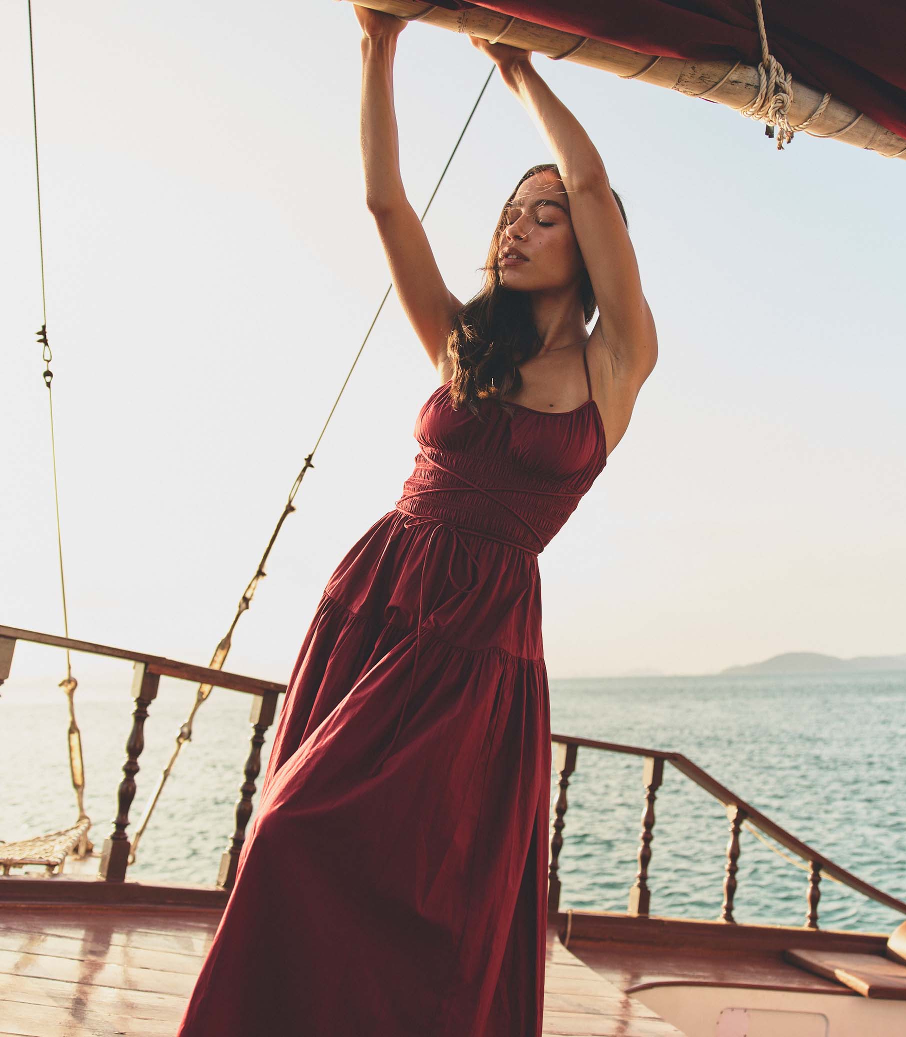 SAFIA DRESS -- DEEP RUBY view 2
